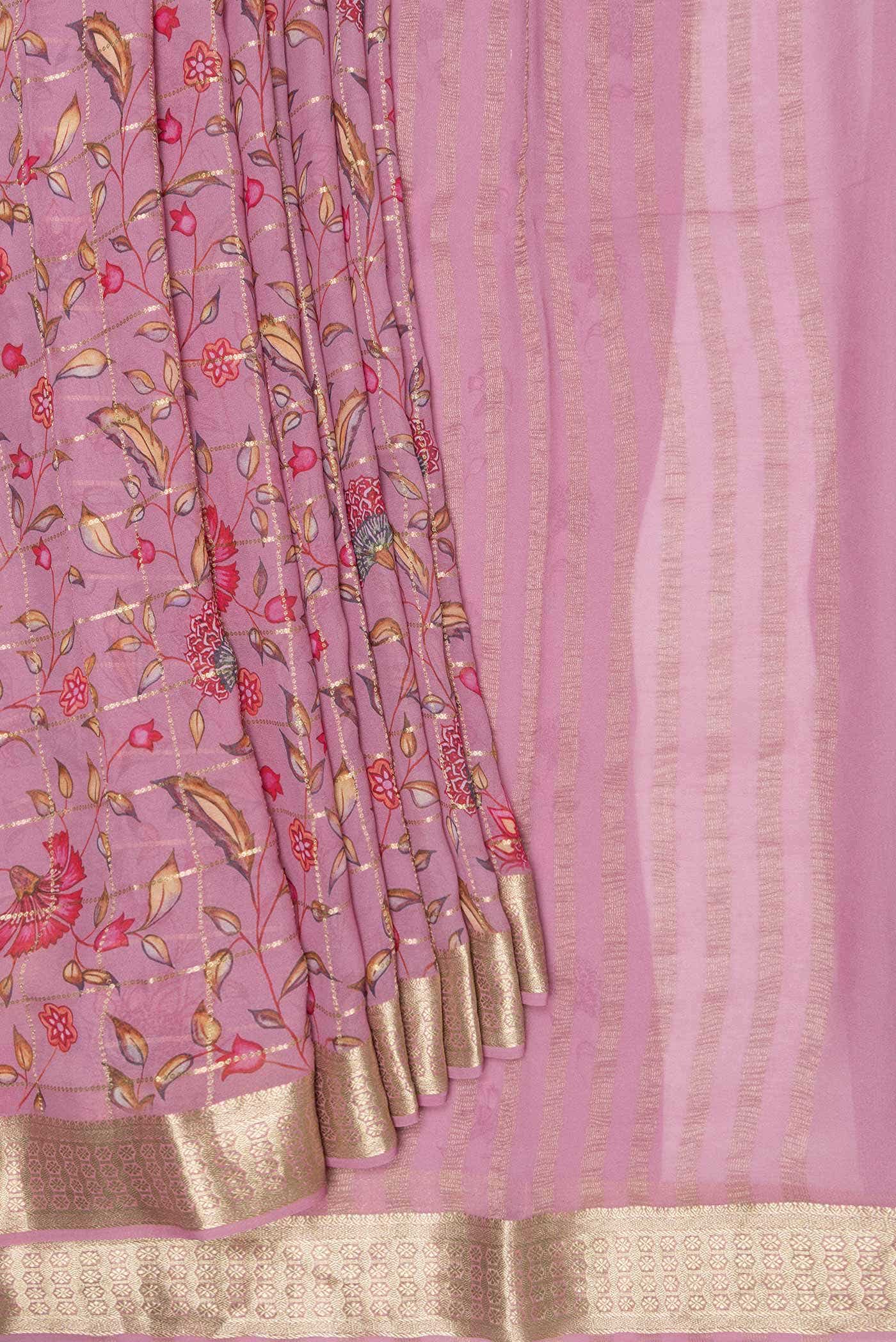 Rose pink Dual Tone Mysore Georgette Saree
