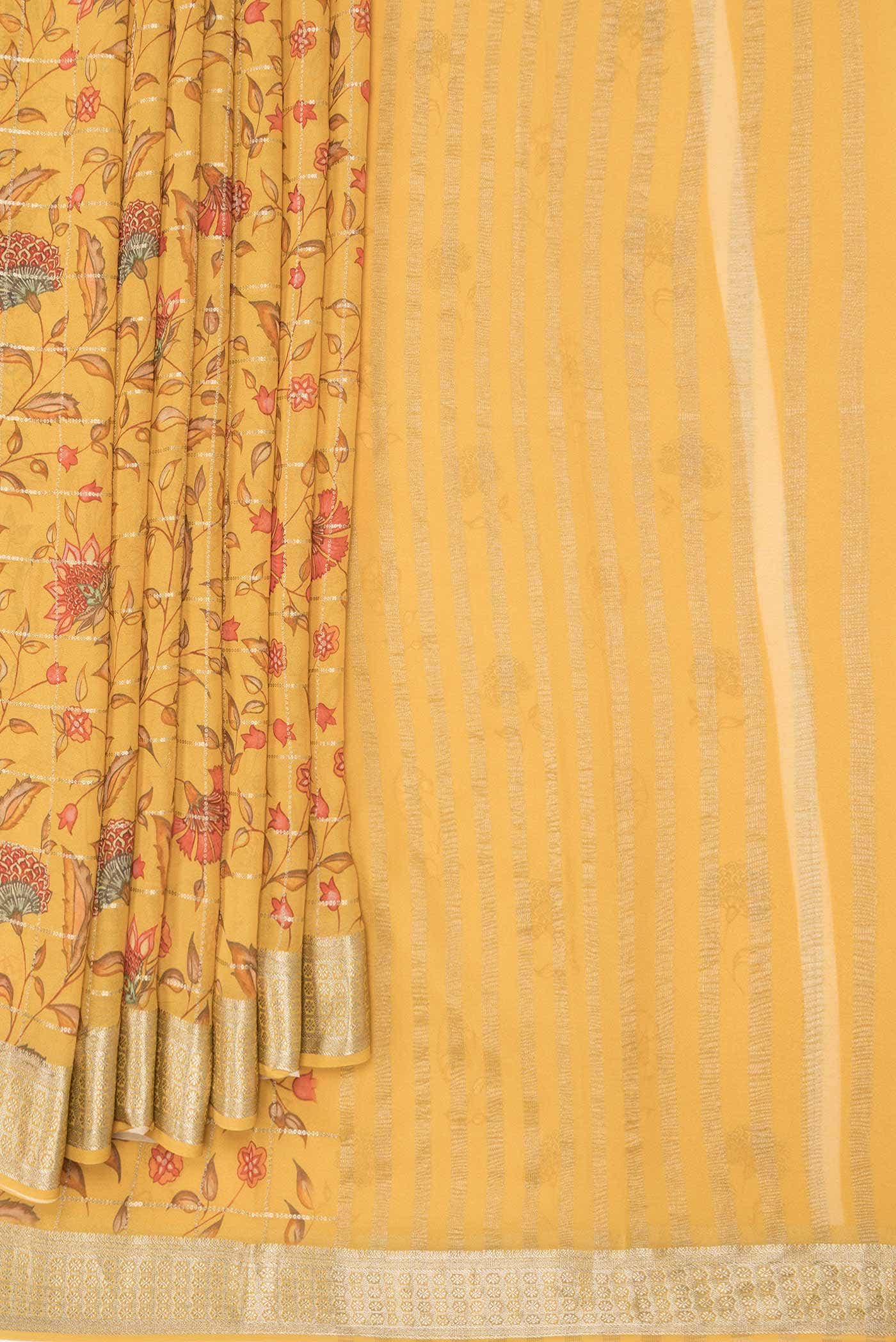 Mustard Dual Tone Mysore Georgette Saree