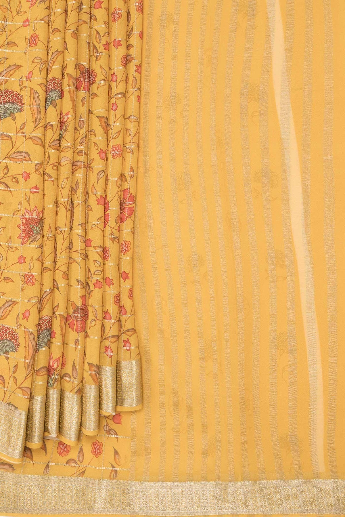 Mustard Dual Tone Mysore Georgette Saree