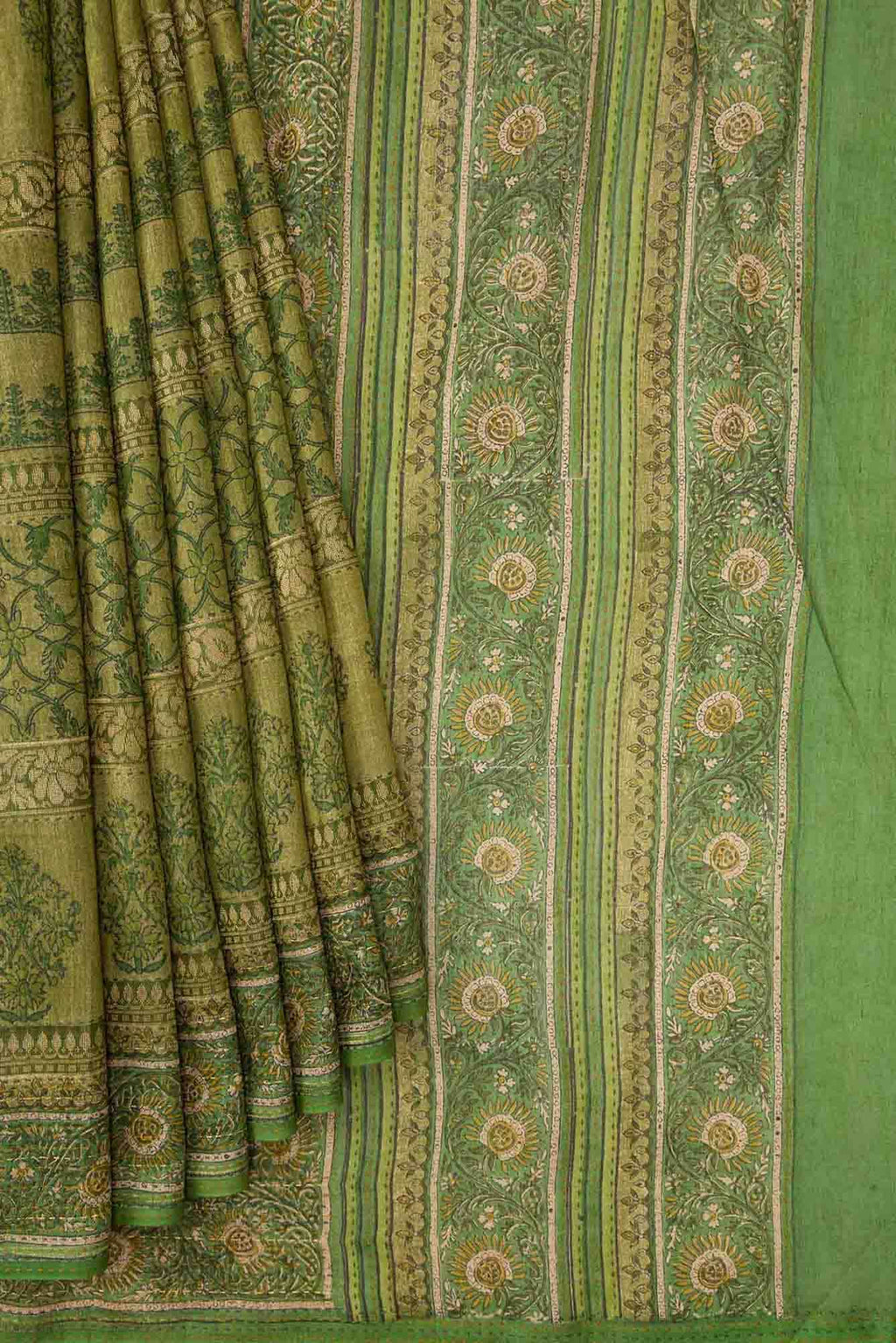 Green Dual Tone Tussar Silk Saree