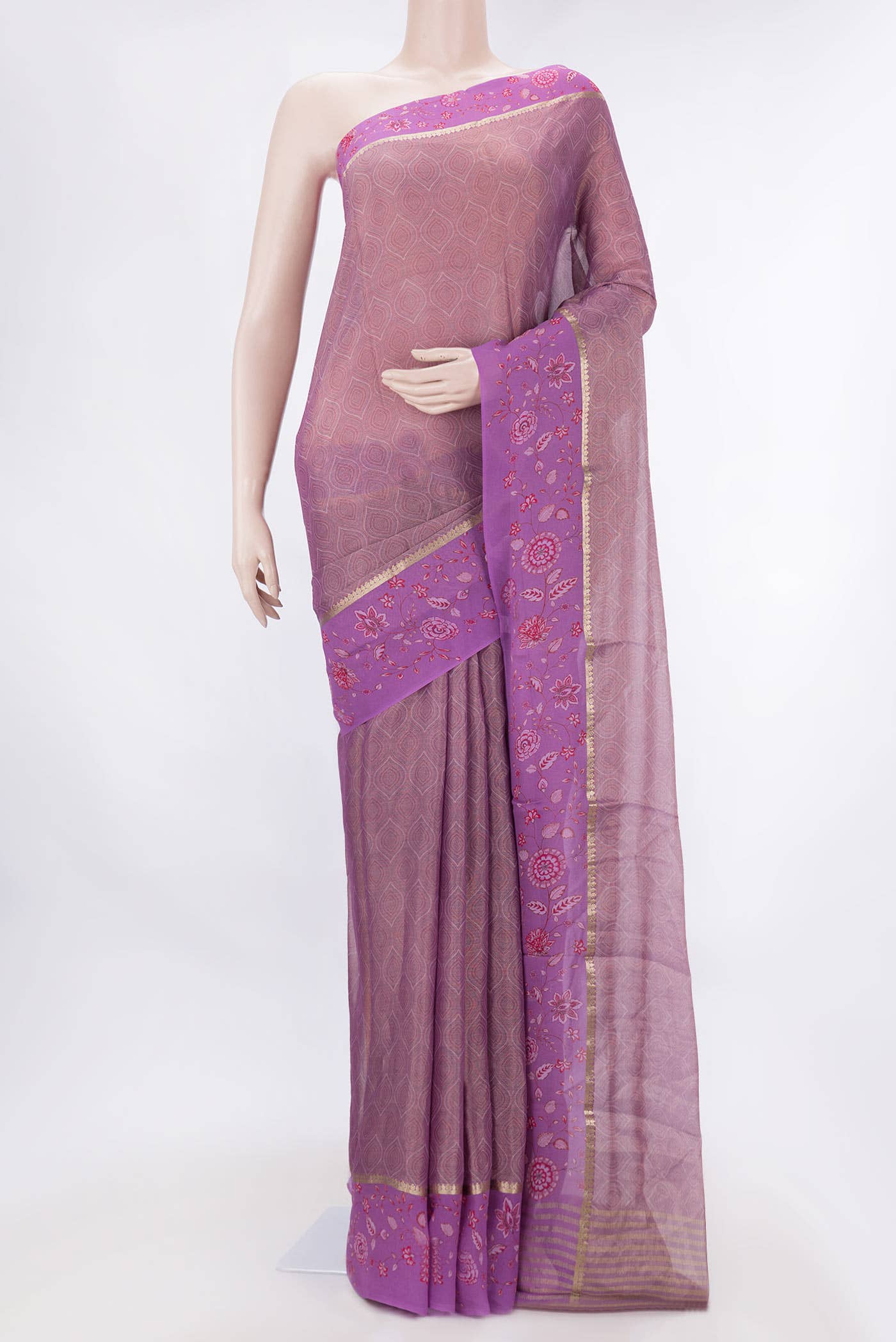 Lavender Dual Tone Mysore Georgette Saree