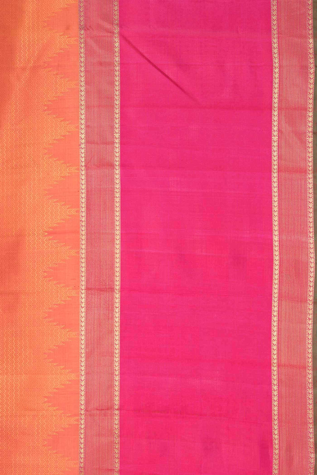 Pure Silk Pure Zari Orange Dual Tone Kanchipuram Saree