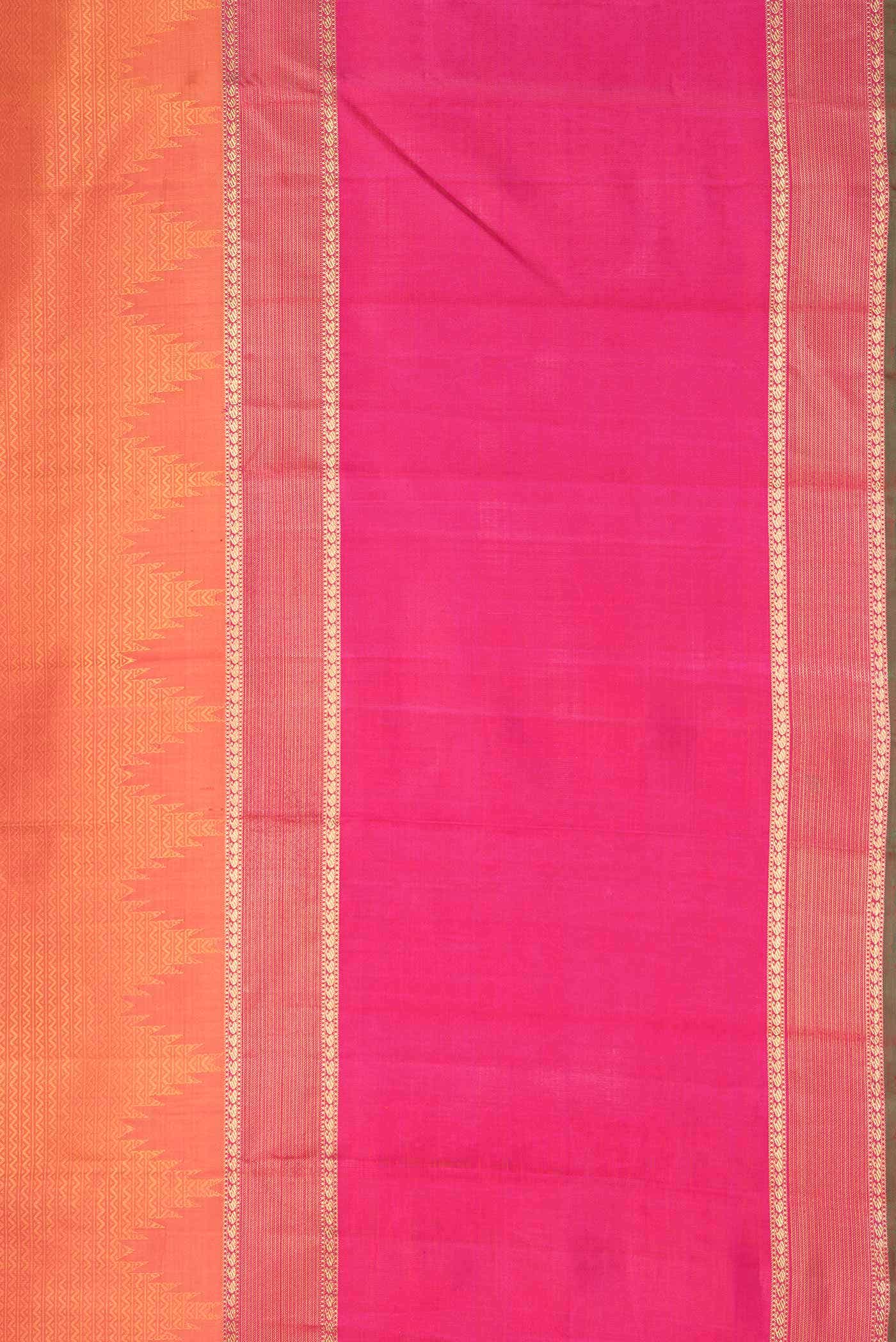 Pure Silk Pure Zari Orange Dual Tone Kanchipuram Saree