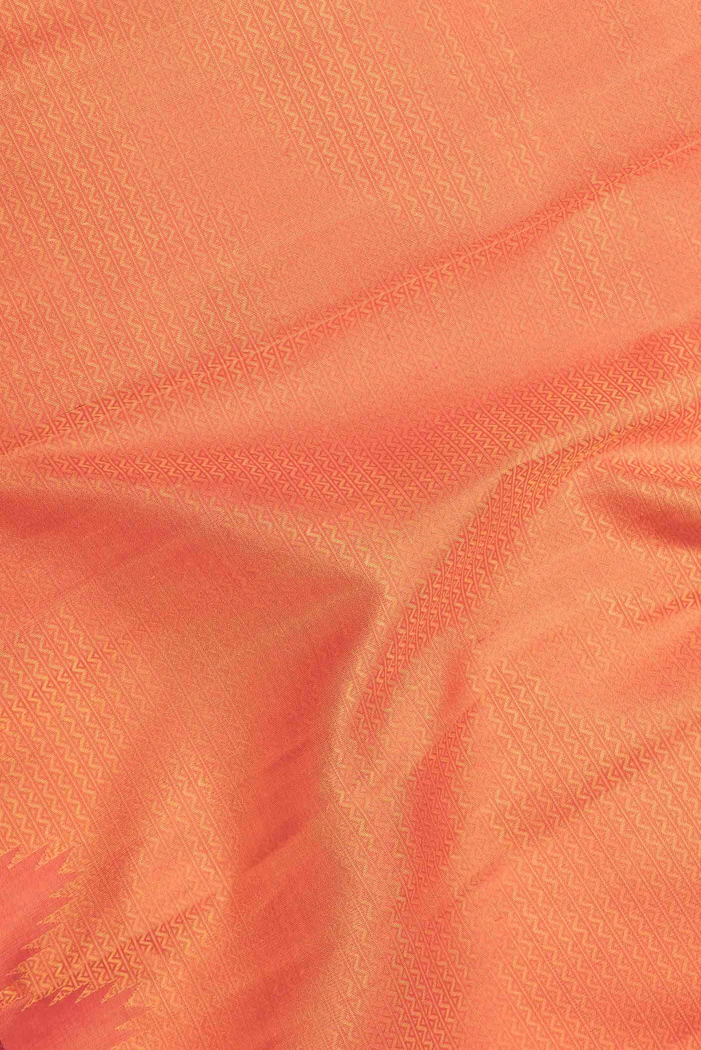 Pure Silk Pure Zari Orange Dual Tone Kanchipuram Saree