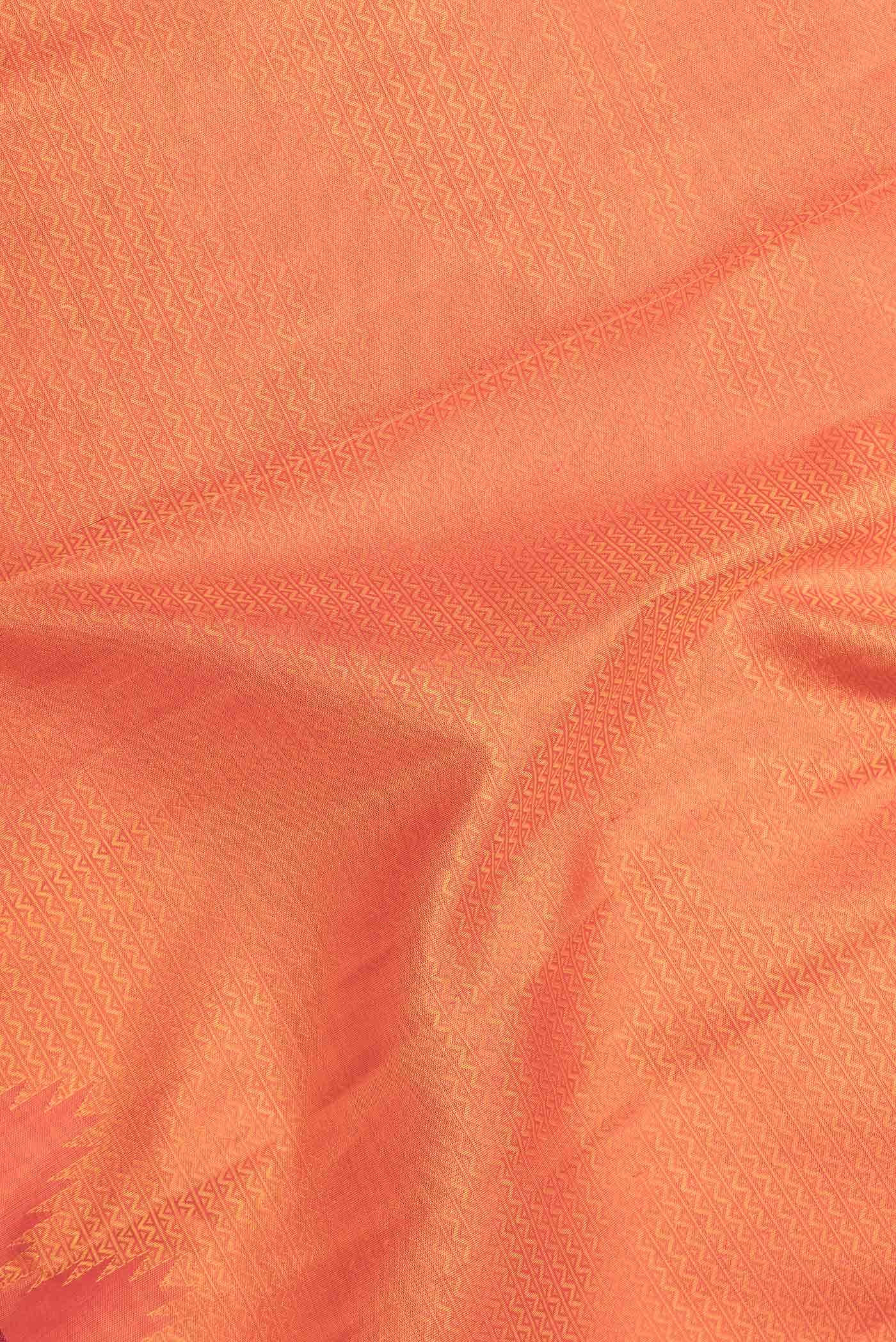 Pure Silk Pure Zari Orange Dual Tone Kanchipuram Saree