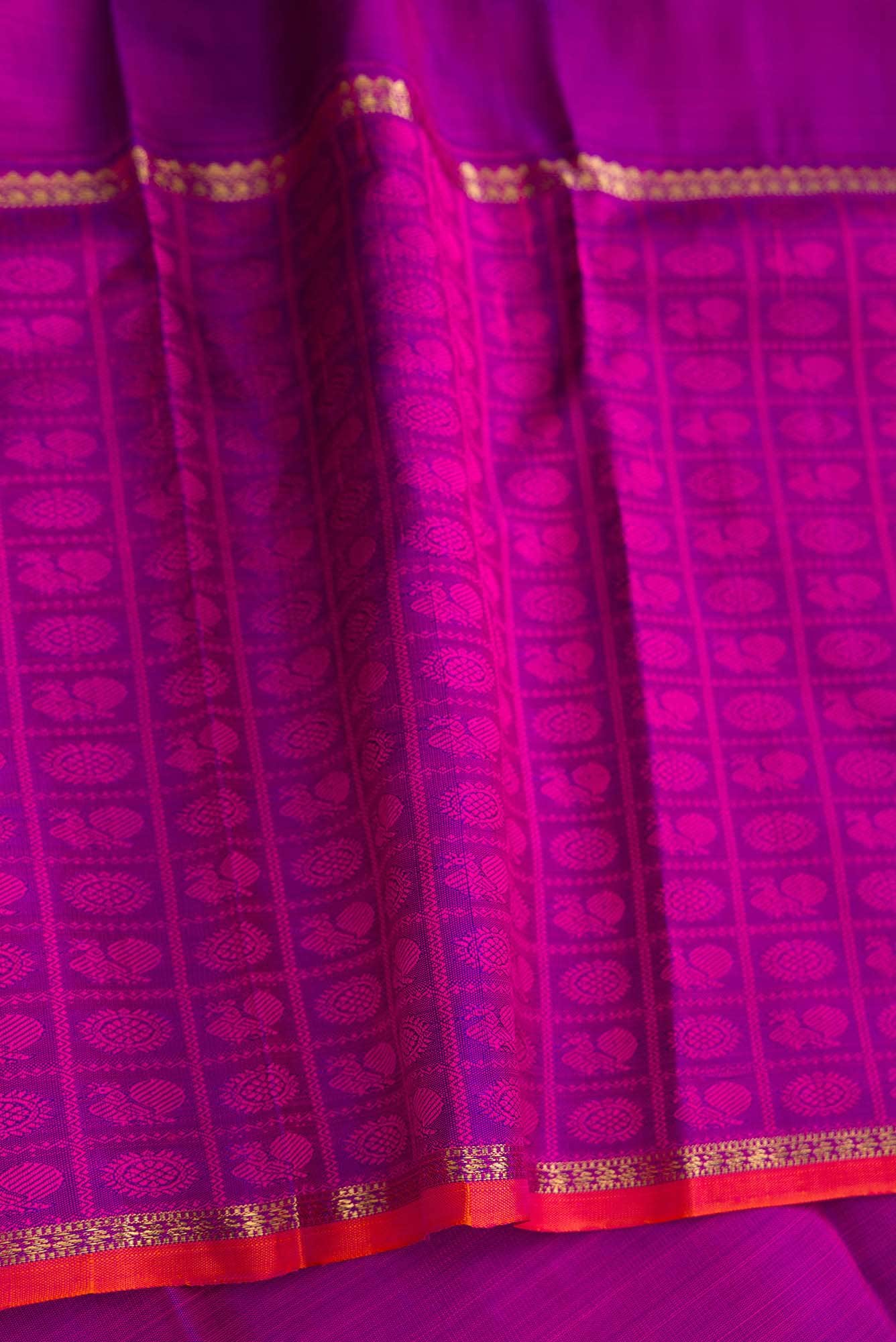 Pure Silk Pure Zari Pista Green and Lavender Dual Tone Kanchipuram Saree