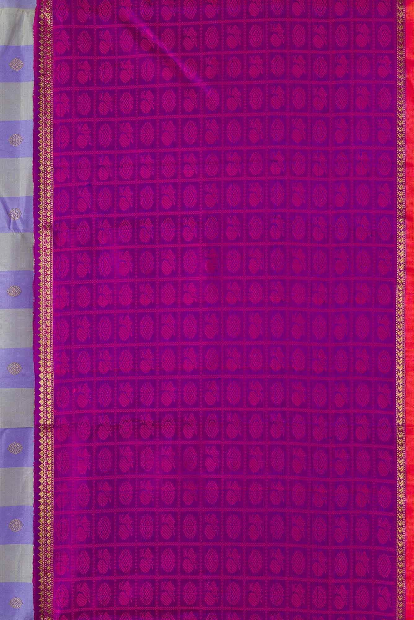 Pure Silk Pure Zari Pista Green and Lavender Dual Tone Kanchipuram Saree