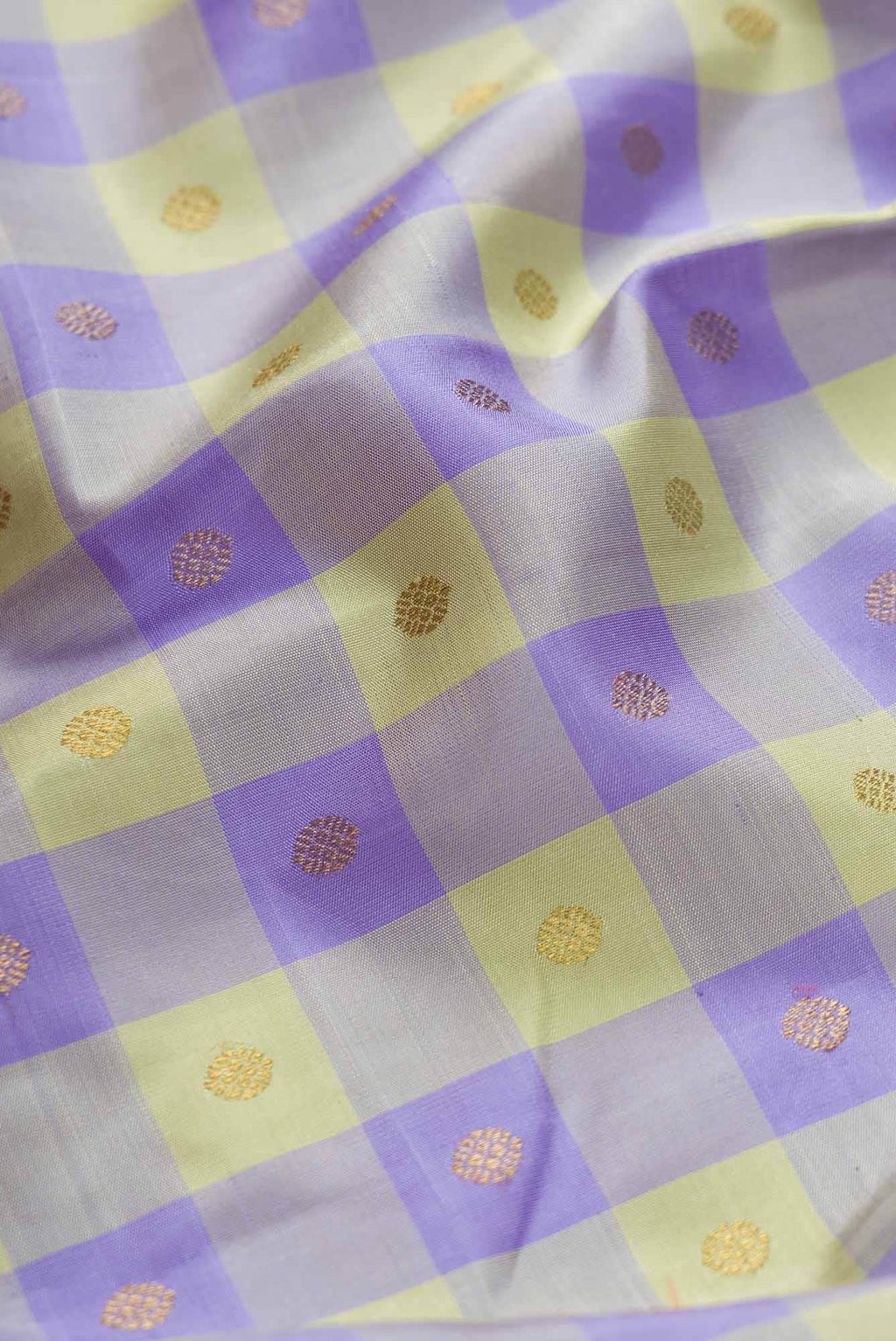 Pure Silk Pure Zari Pista Green and Lavender Dual Tone Kanchipuram Saree