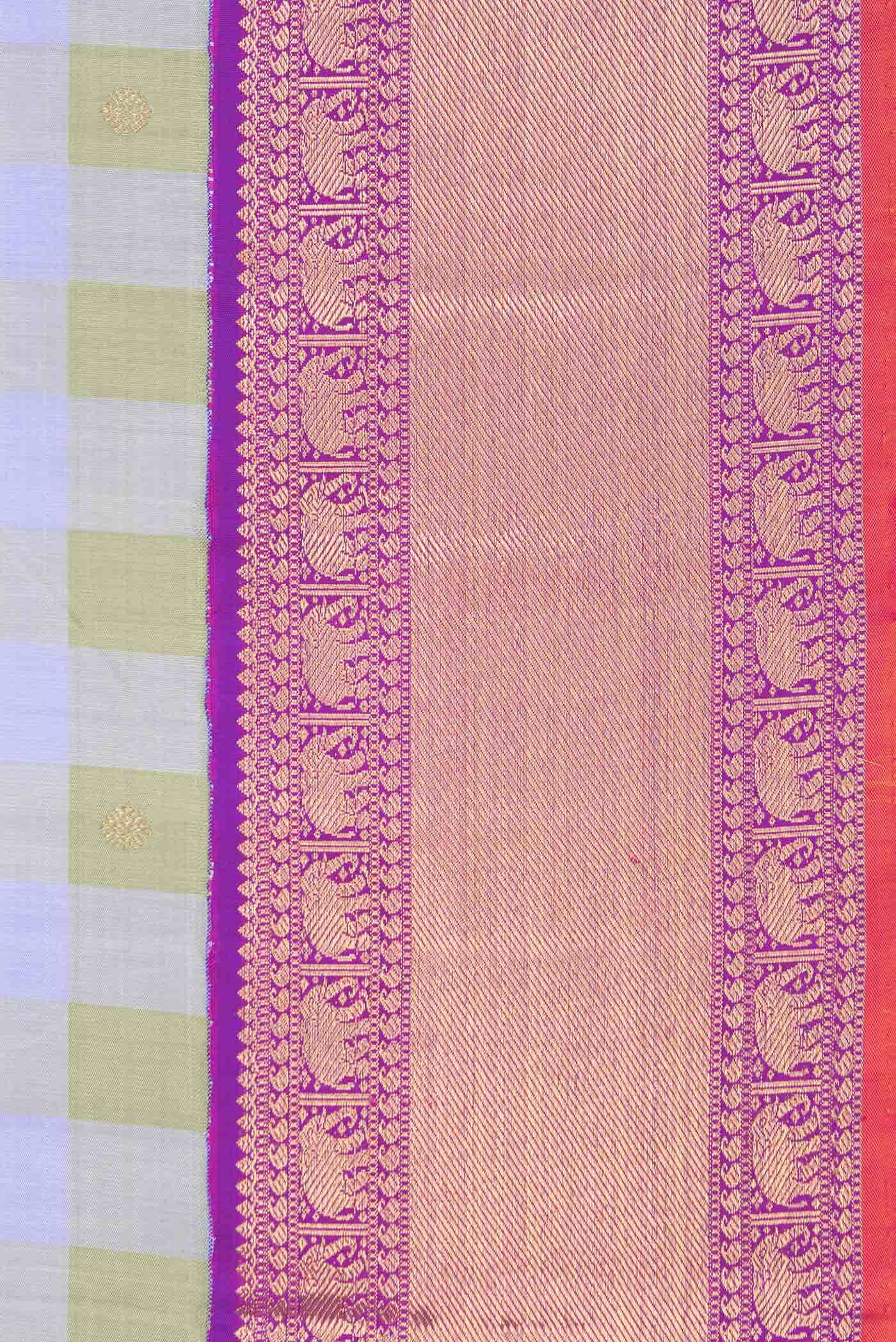 Pure Silk Pure Zari Lavender and Green Dual Tone Kanchipuram Saree