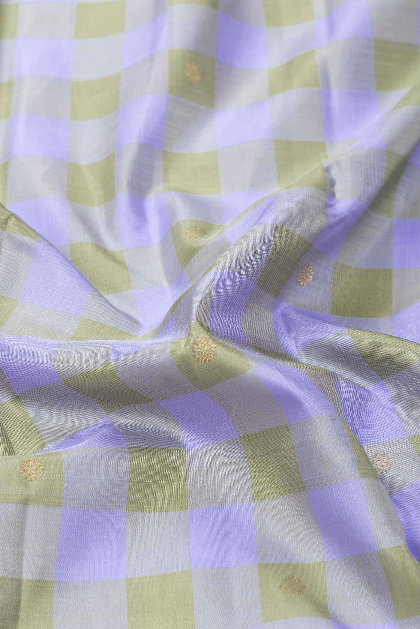 Pure Silk Pure Zari Lavender and Green Dual Tone Kanchipuram Saree