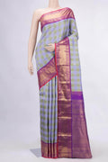 Pure Silk Pure Zari Lavender and Green Dual Tone Kanjivaram Saree