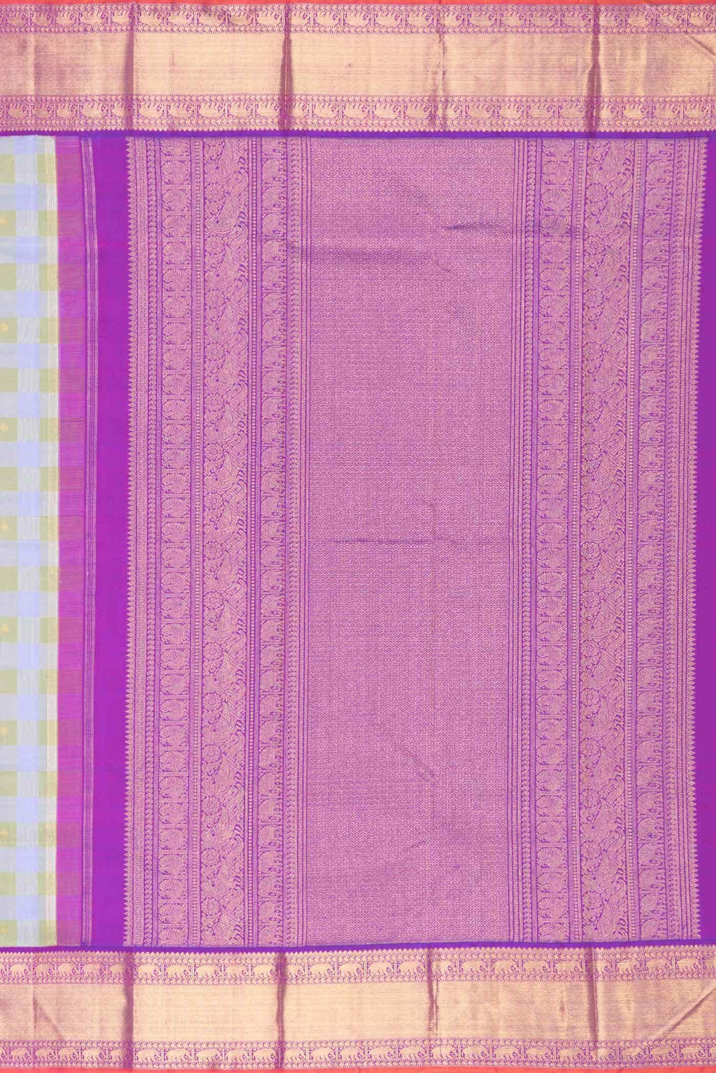 Pure Silk Pure Zari Lavender and Green Dual Tone Kanchipuram Saree