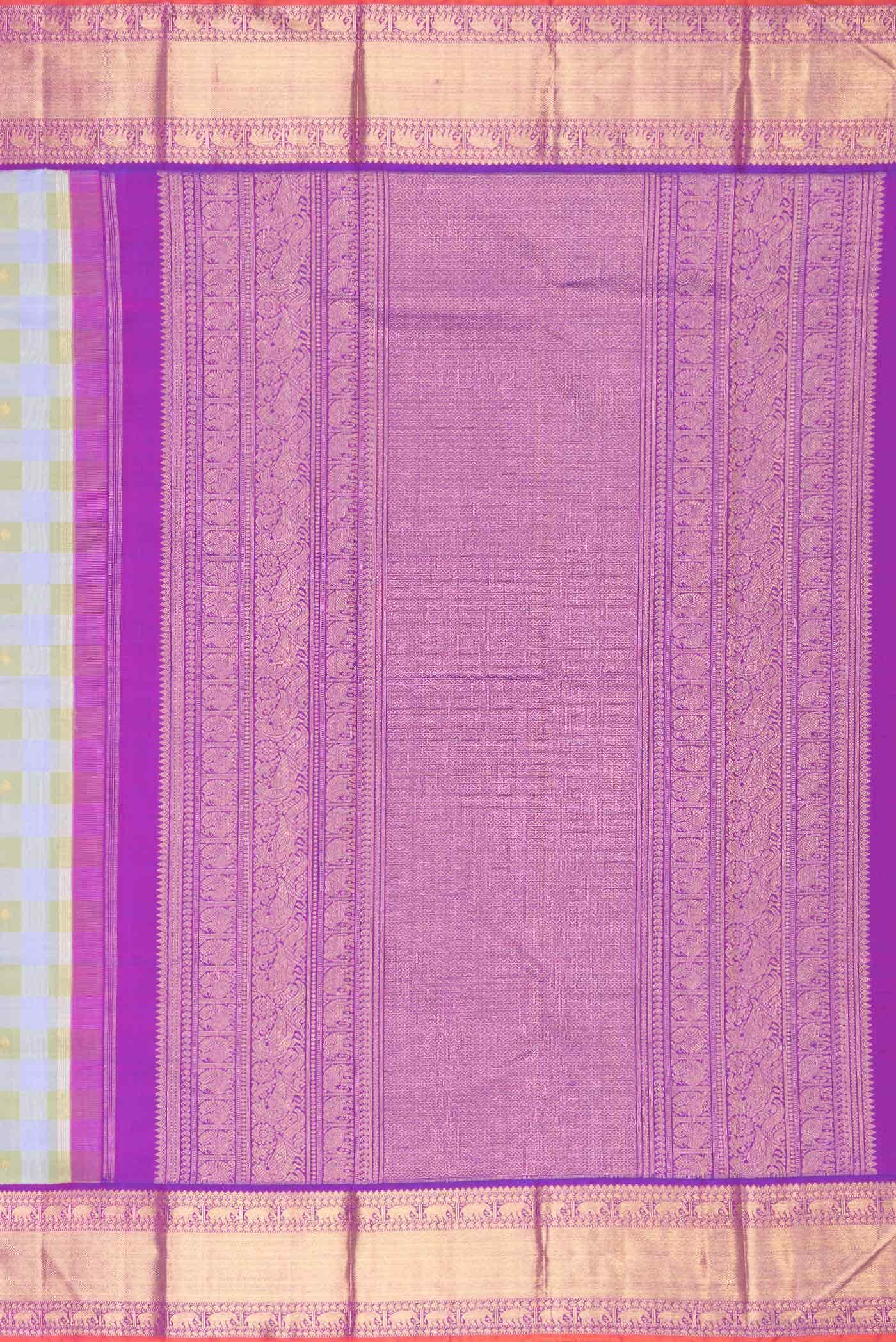 Pure Silk Pure Zari Lavender and Green Dual Tone Kanchipuram Saree