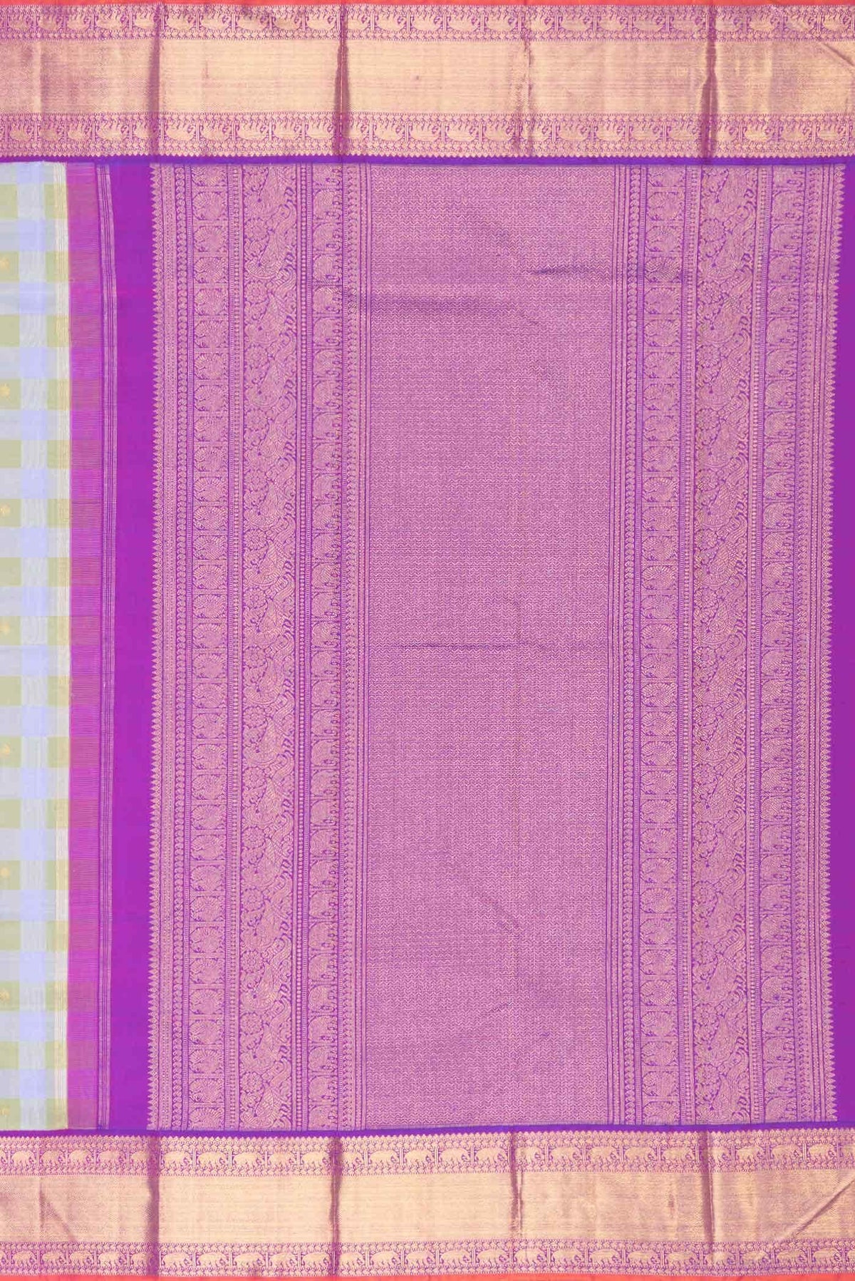 Pure Silk Pure Zari Lavender and Green Dual Tone Kanjivaram Saree