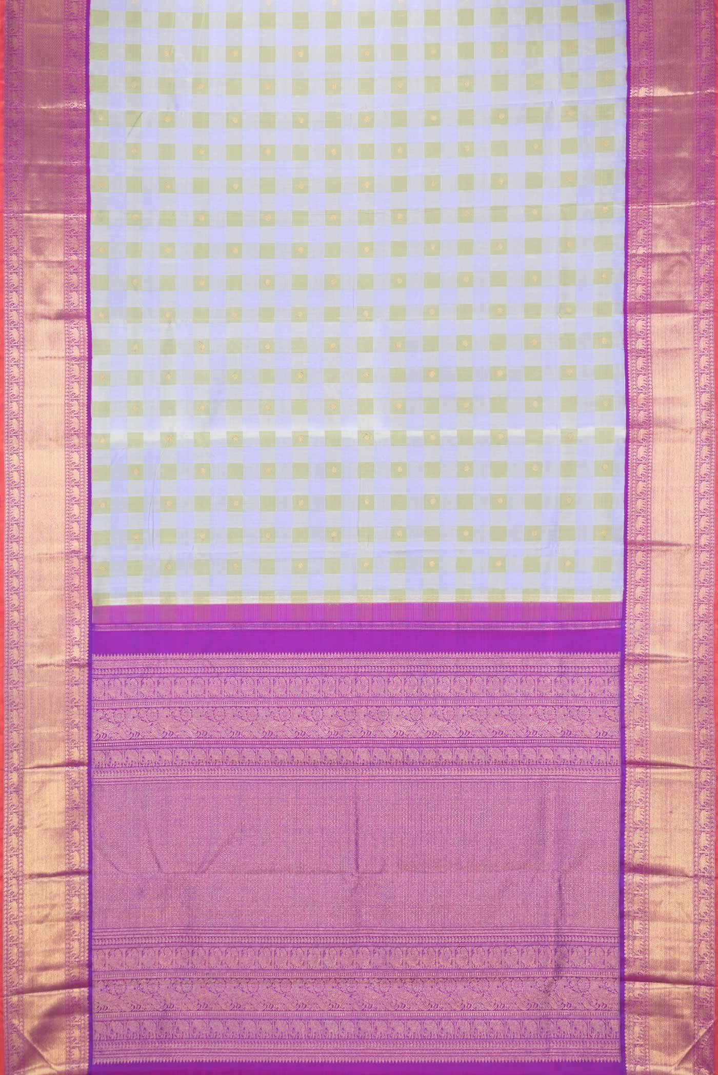 Pure Silk Pure Zari Lavender and Green Dual Tone Kanchipuram Saree
