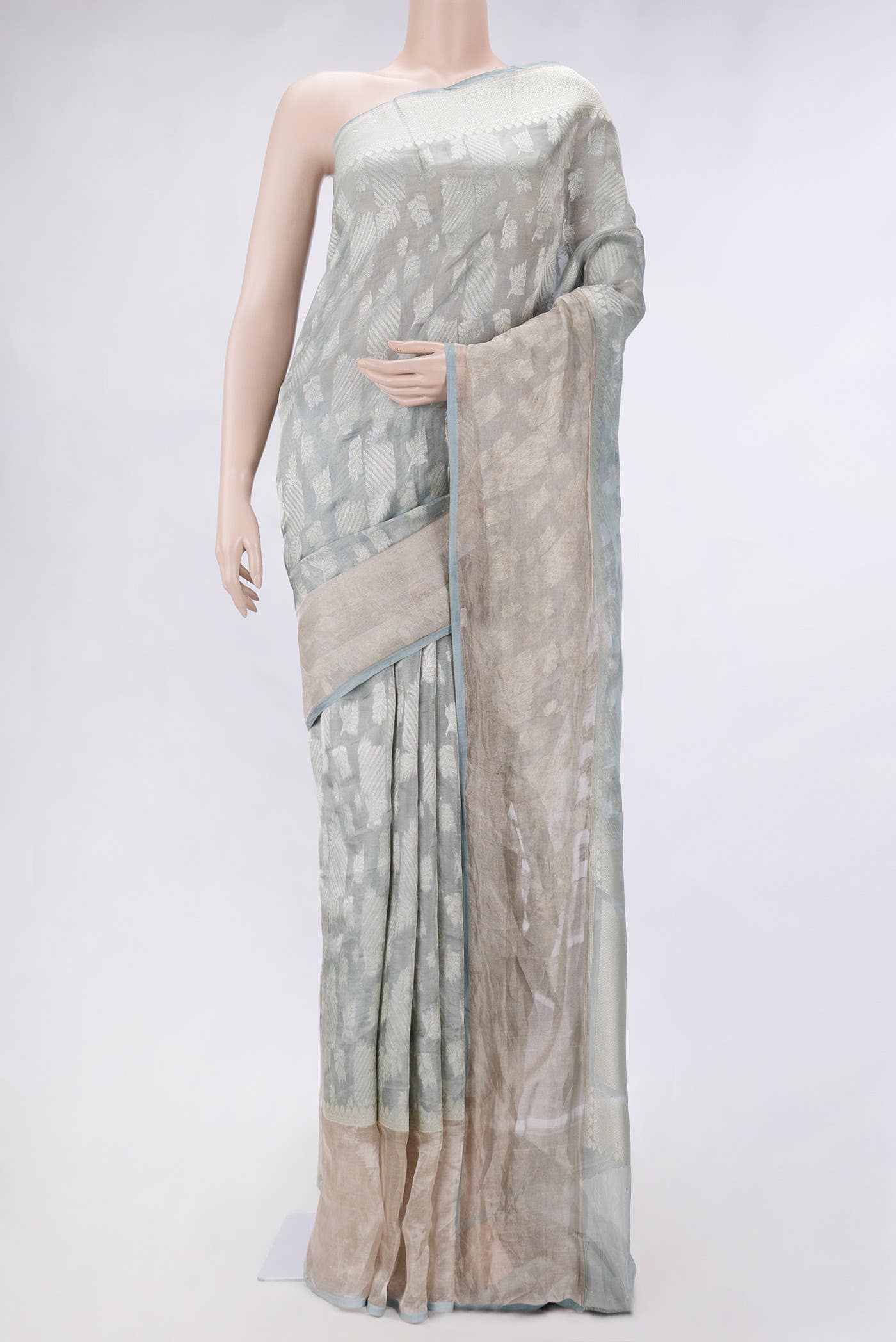Grey Dual Tone Banarasi Tissue Silk Saree