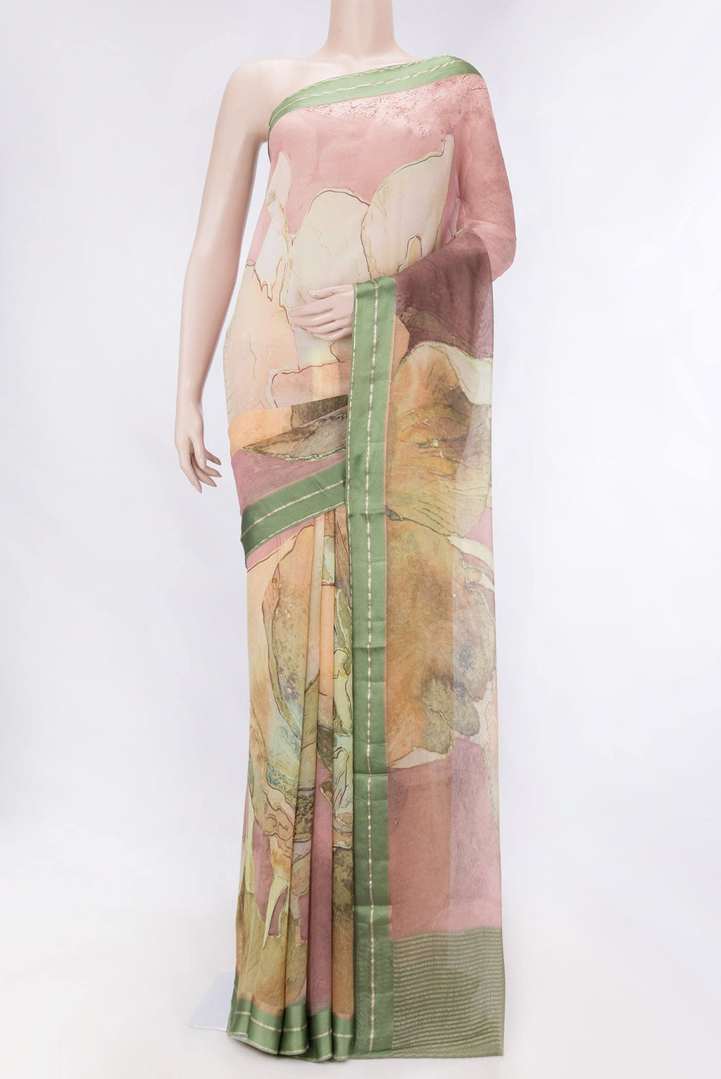Sandal Dual Tone Mysore Crepe Saree
