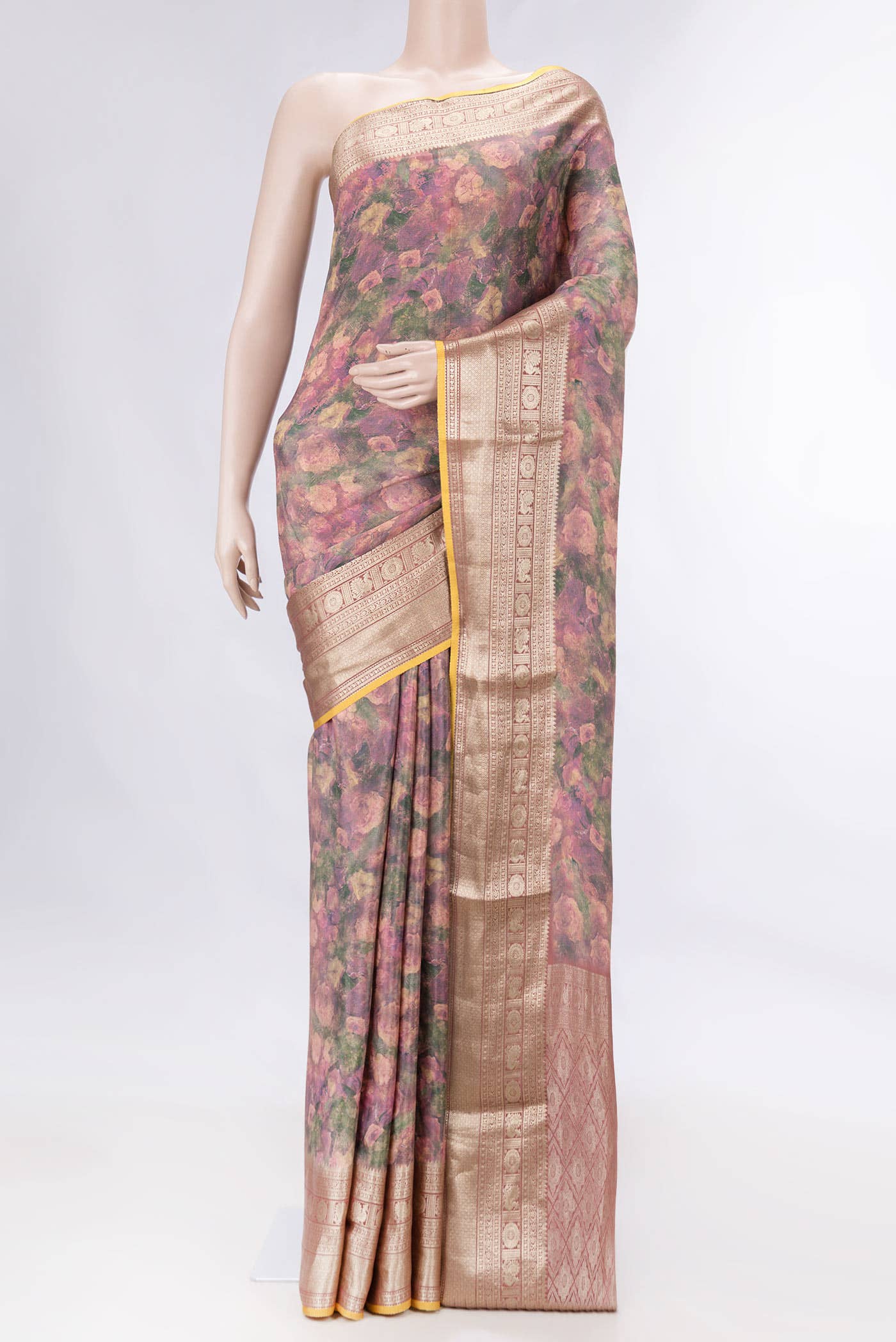 Pink Dual Tone Mysore Crepe Saree