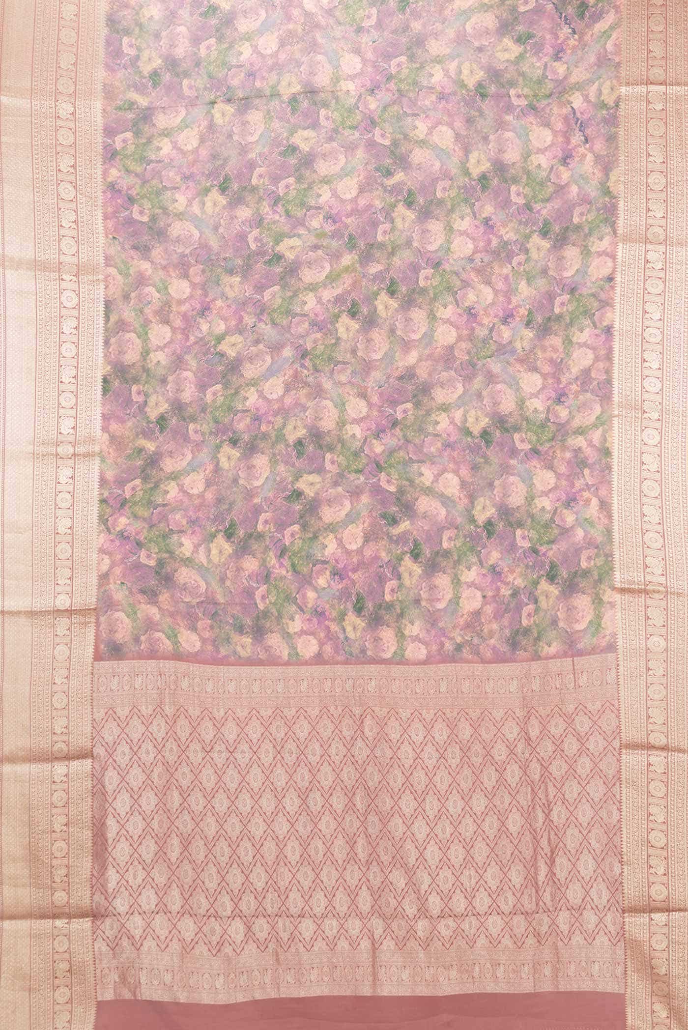 Pink Dual Tone Mysore Crepe Saree
