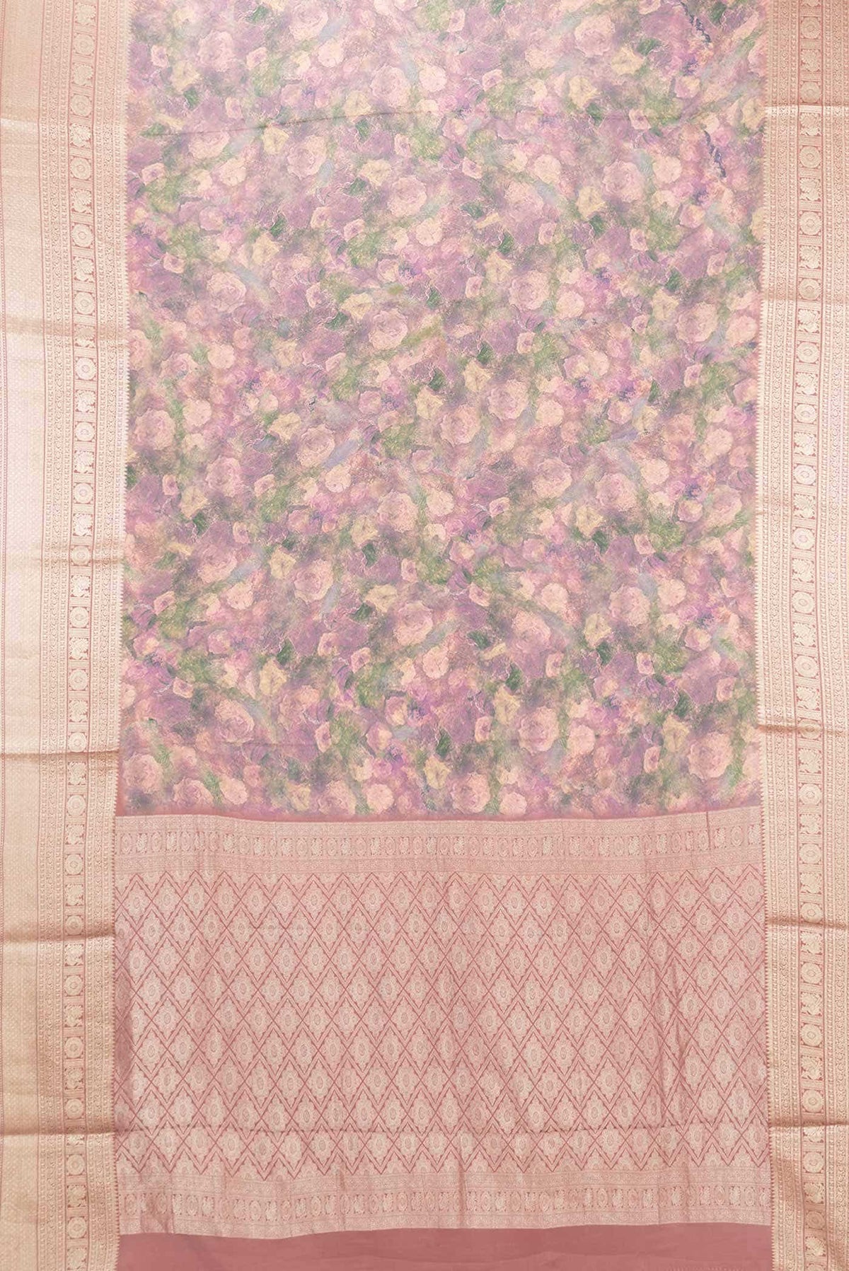 Pink Dual Tone Mysore Crepe Saree