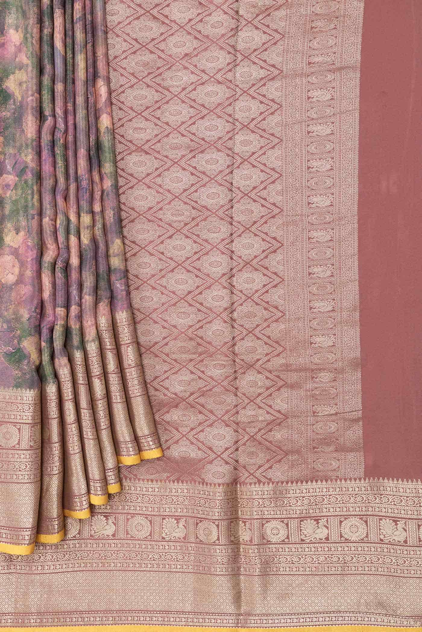 Pink Dual Tone Mysore Crepe Saree