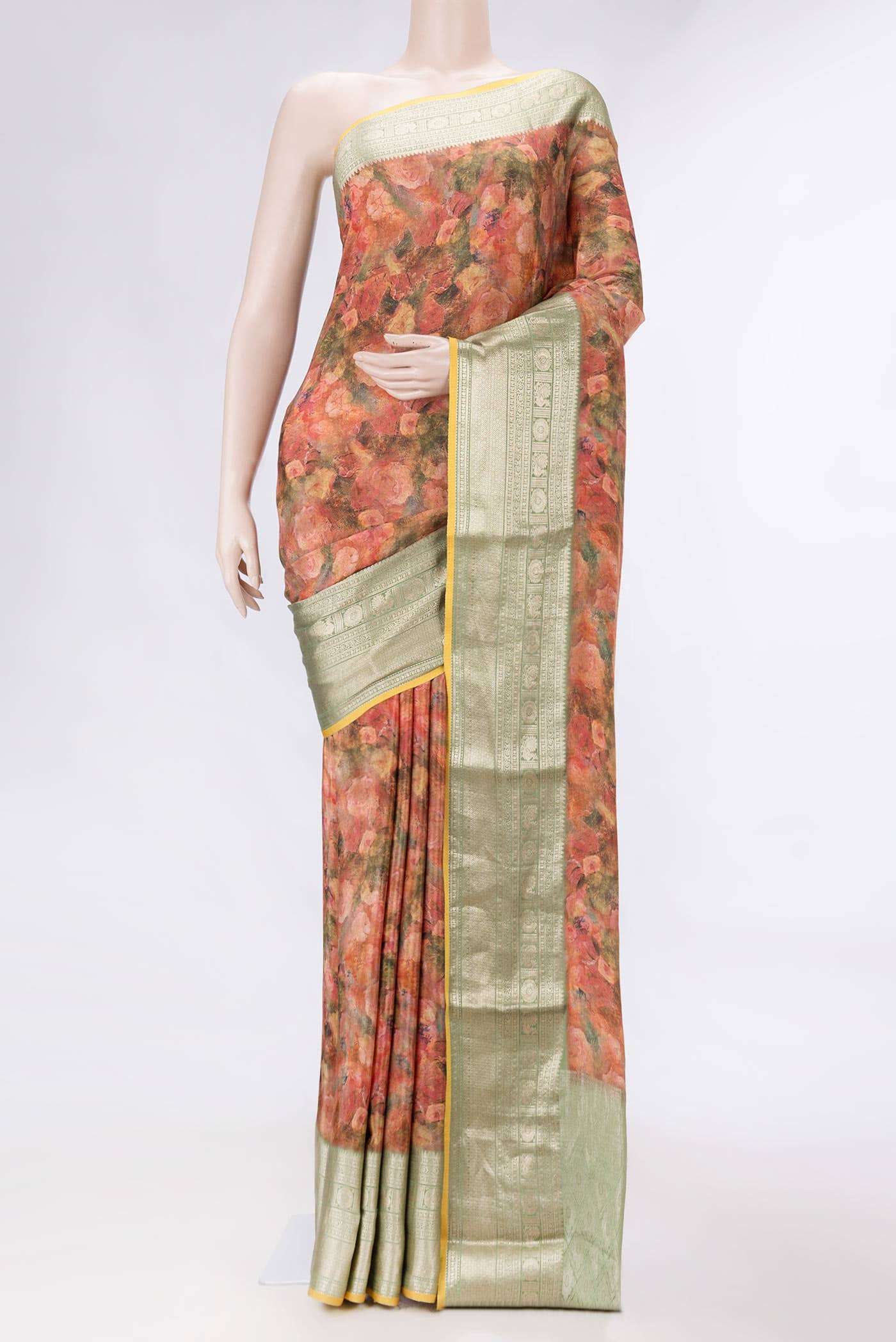 Peach Dual Tone Mysore Crepe Saree