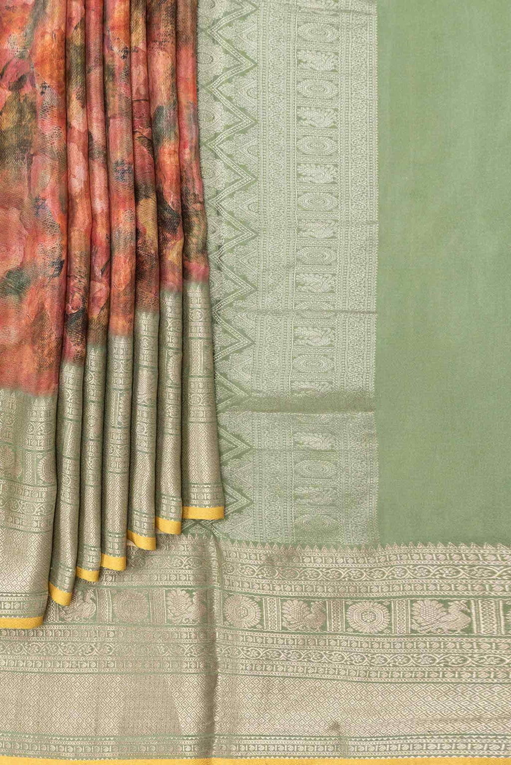 Peach Dual Tone Mysore Crepe Saree