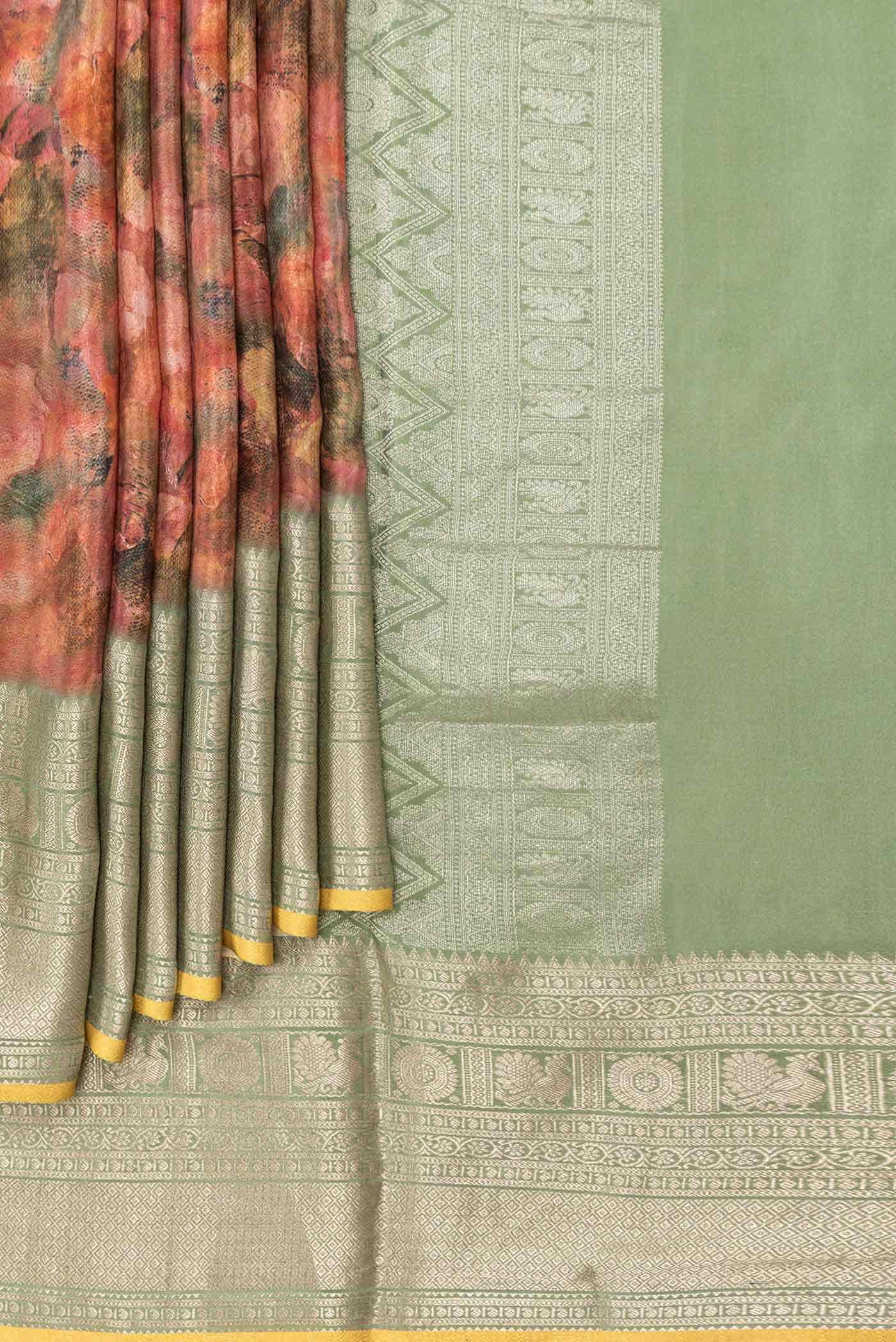 Peach Dual Tone Mysore Crepe Saree