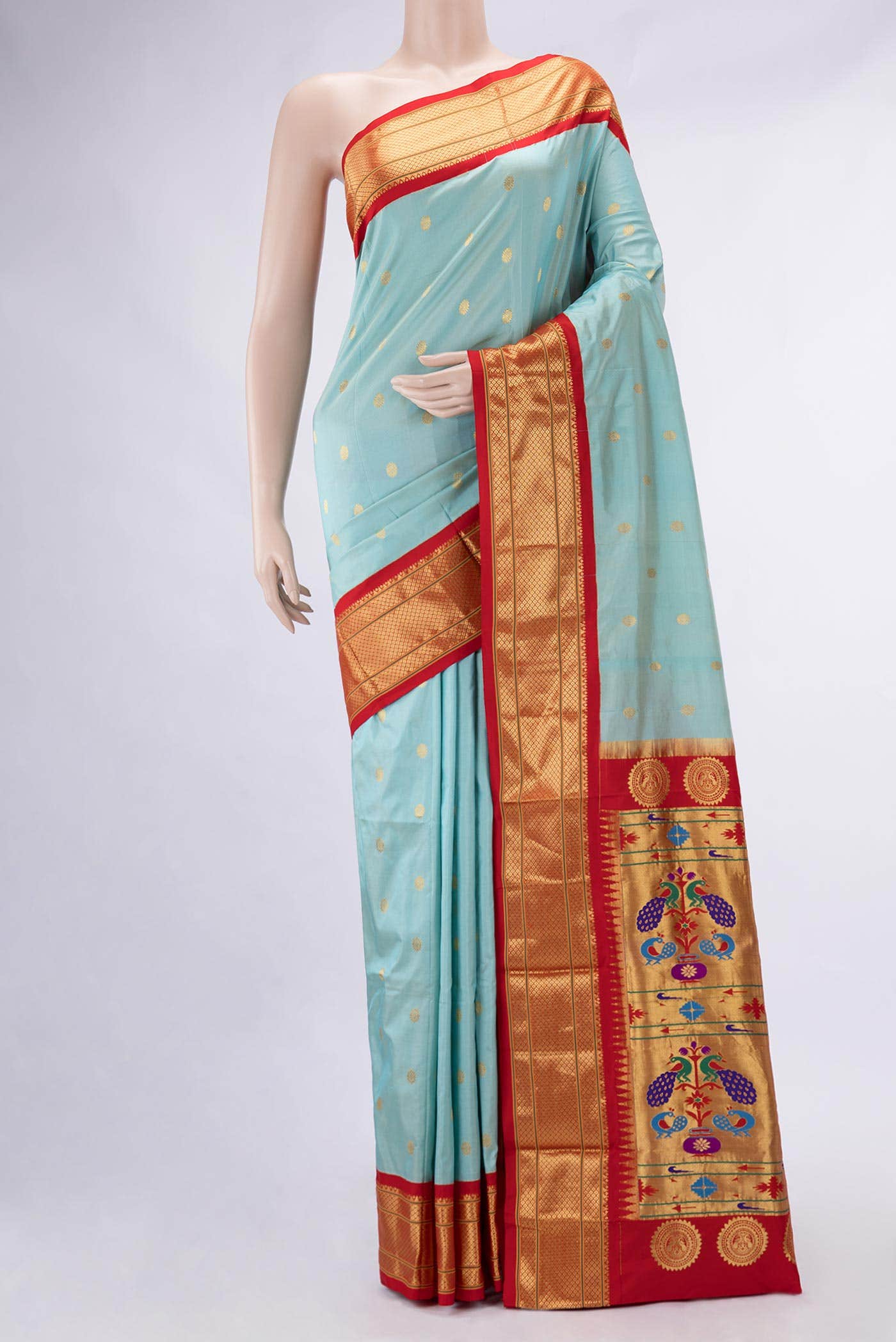 Light Blue Paithani Silk Saree