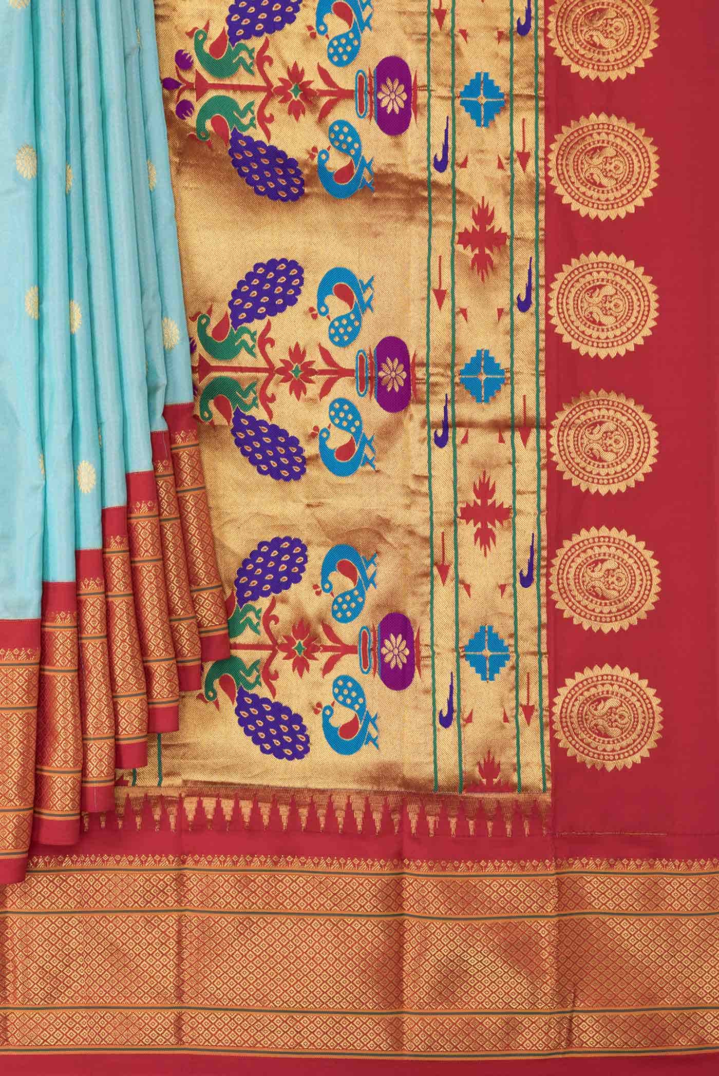 Light Blue Paithani Silk Saree