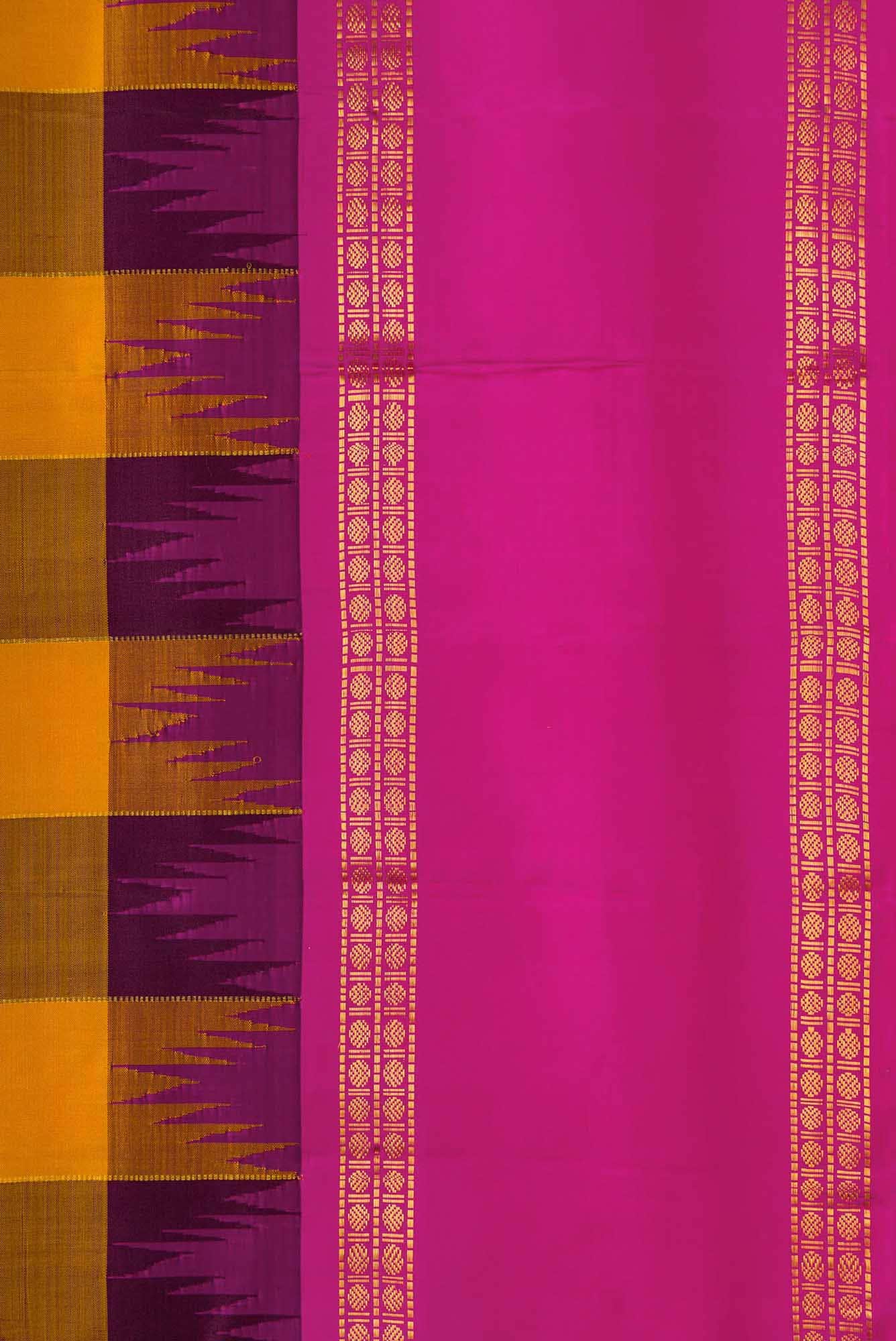 Pure Silk Pure Zari Mustard and Brown Dual Tone Kanchipuram Saree