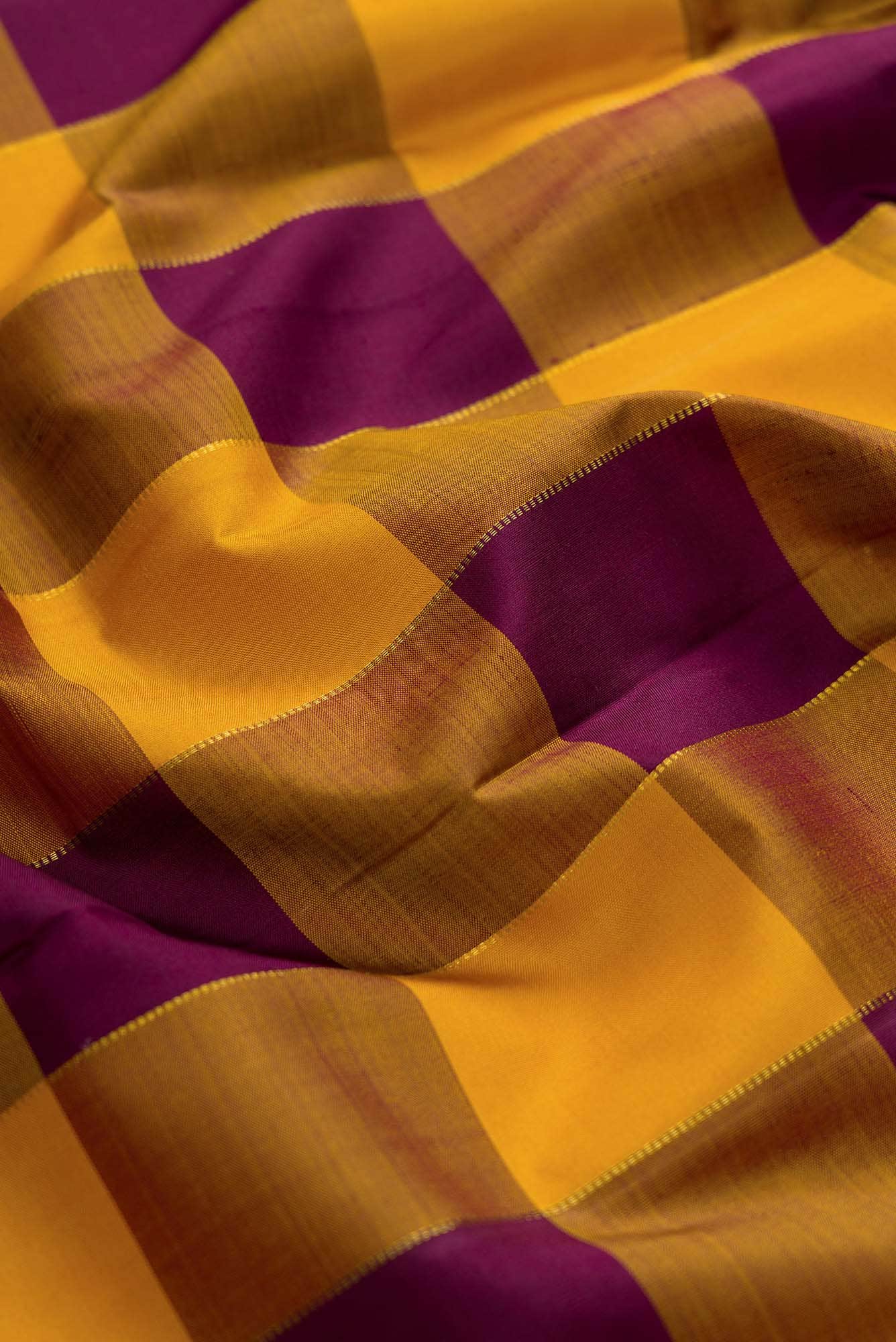 Pure Silk Pure Zari Mustard and Brown Dual Tone Kanchipuram Saree
