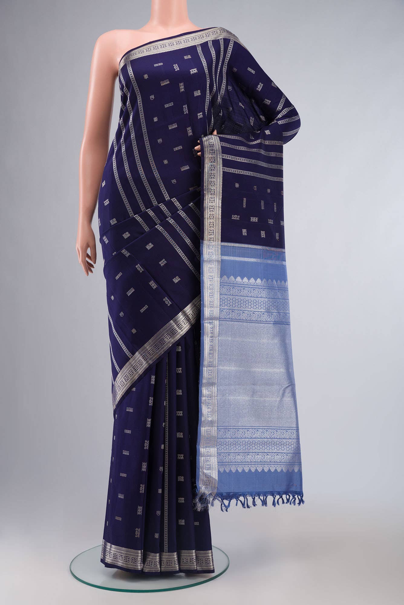 Navy Blue Kanchipuram Silk Saree