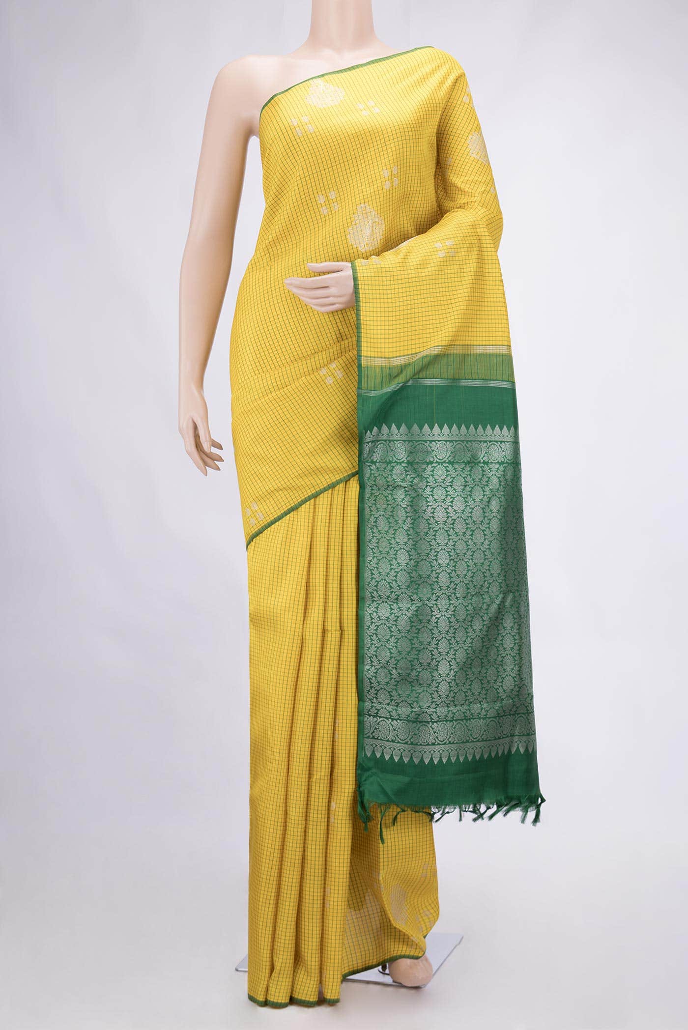 Pure Silk Pure Zari Yellow Kanchipuram Saree