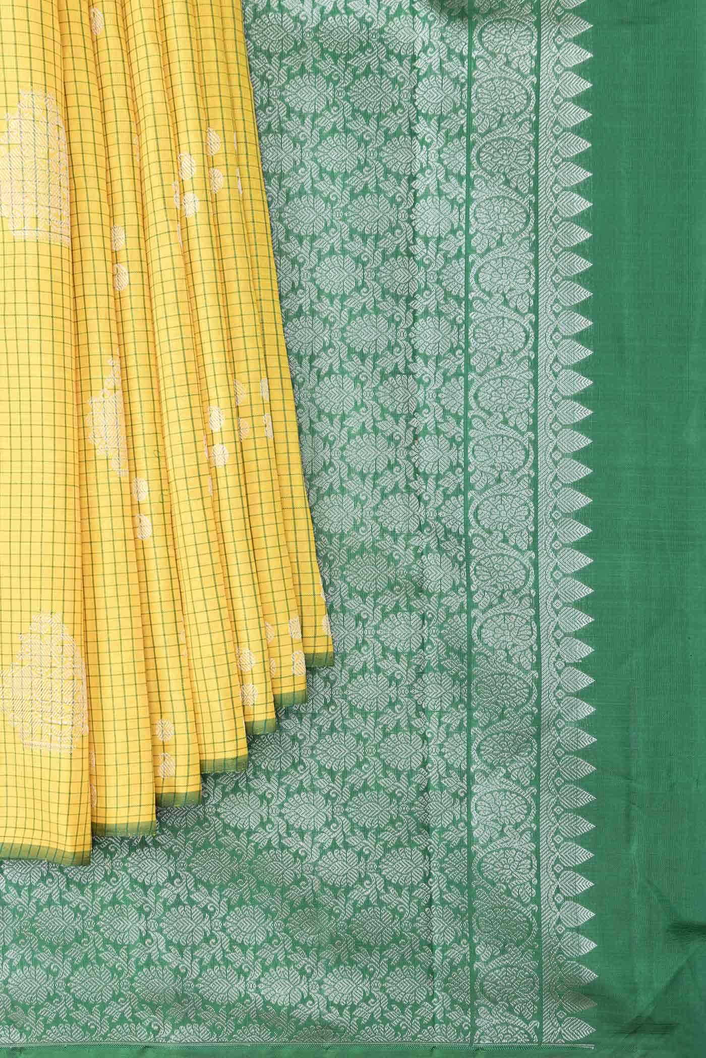 Pure Silk Pure Zari Yellow Kanchipuram Saree