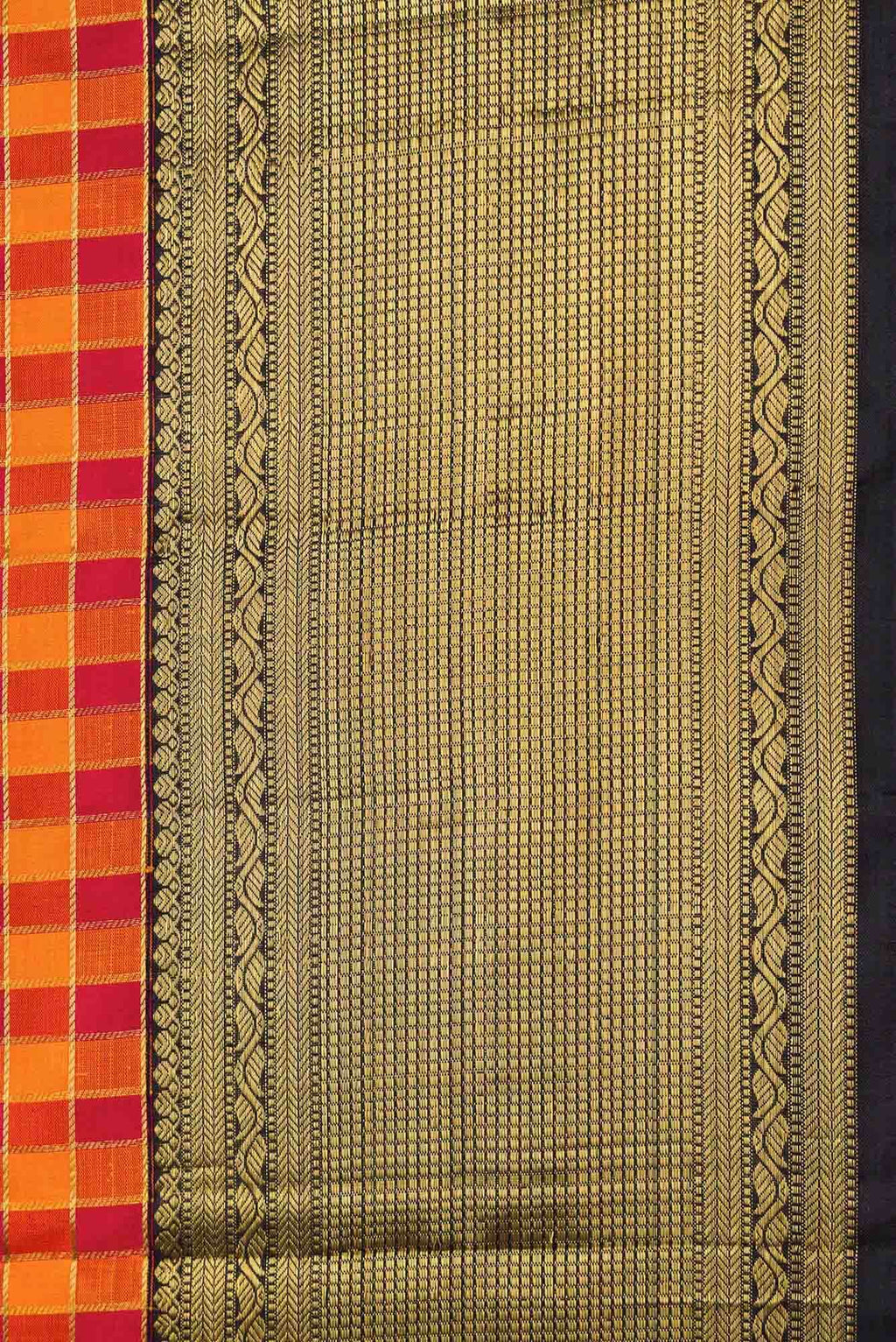 Pure Silk Pure Zari Mustard and Maroon Dual Tone Kanchipuram Saree