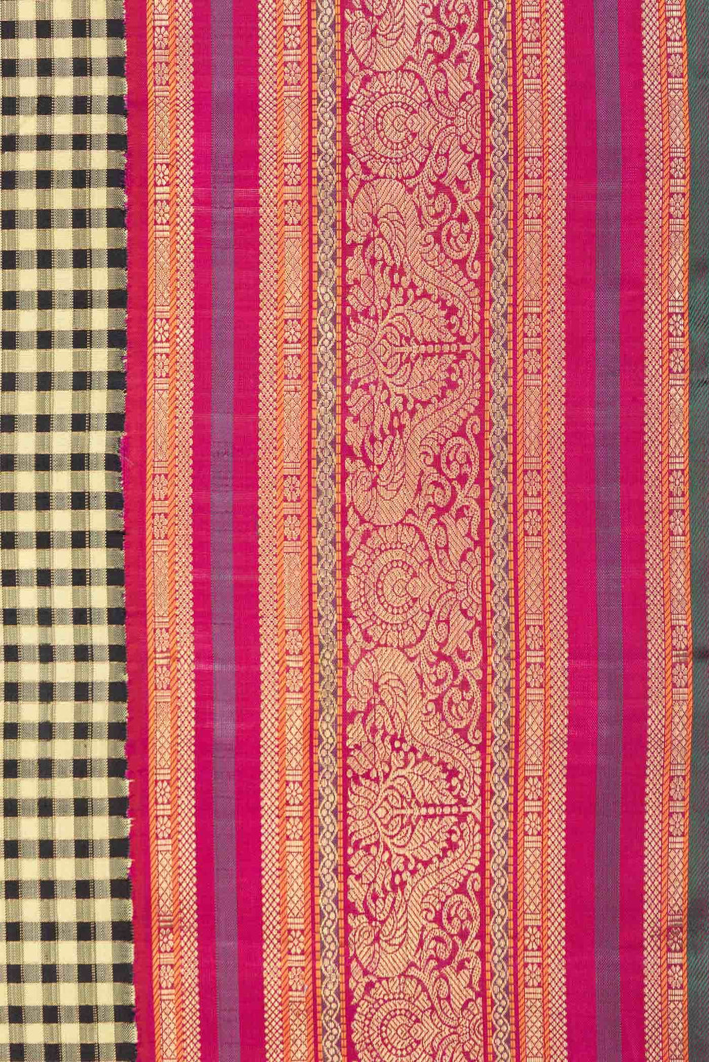 Pure Silk Pure Zari Sandal and Black Dual Tone Kanchipuram Saree