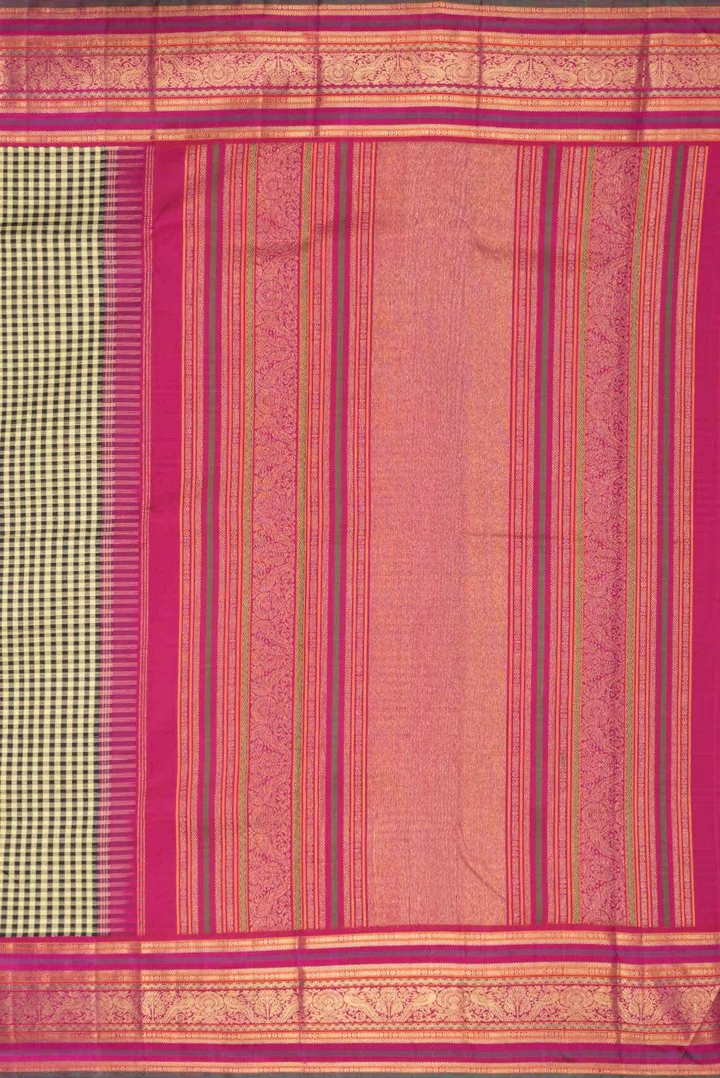 Pure Silk Pure Zari Sandal and Black Dual Tone Kanchipuram Saree