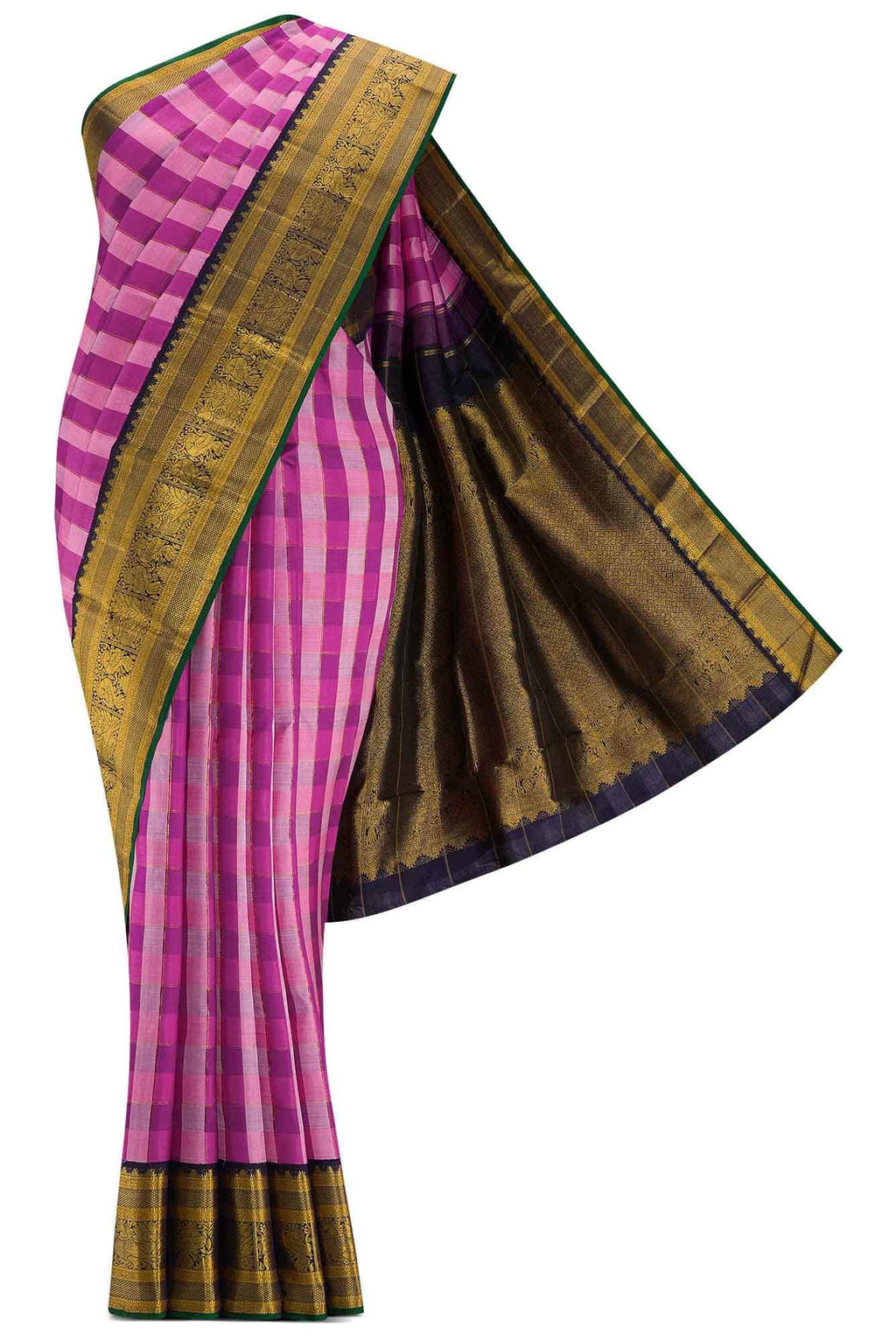 Pure Silk Pure Zari Purple and Pink Dual Tone Kanchipuram Saree