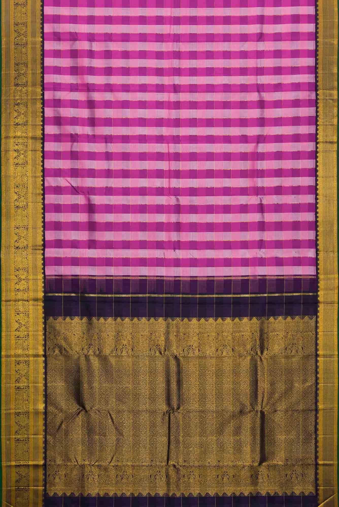 Pure Silk Pure Zari Purple and Pink Dual Tone Kanchipuram Saree