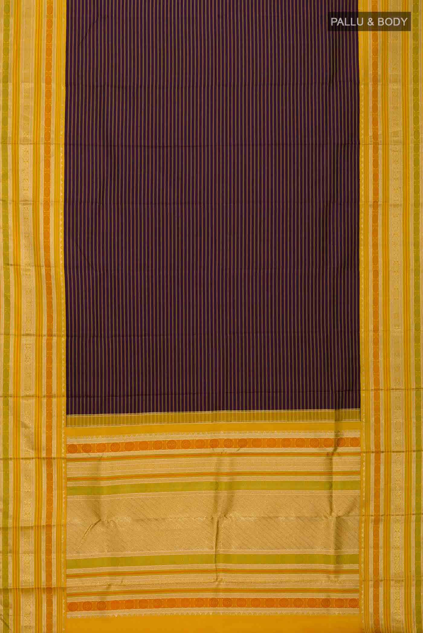 Pure Silk Pure Zari Navy Blue Kanchipuram Saree