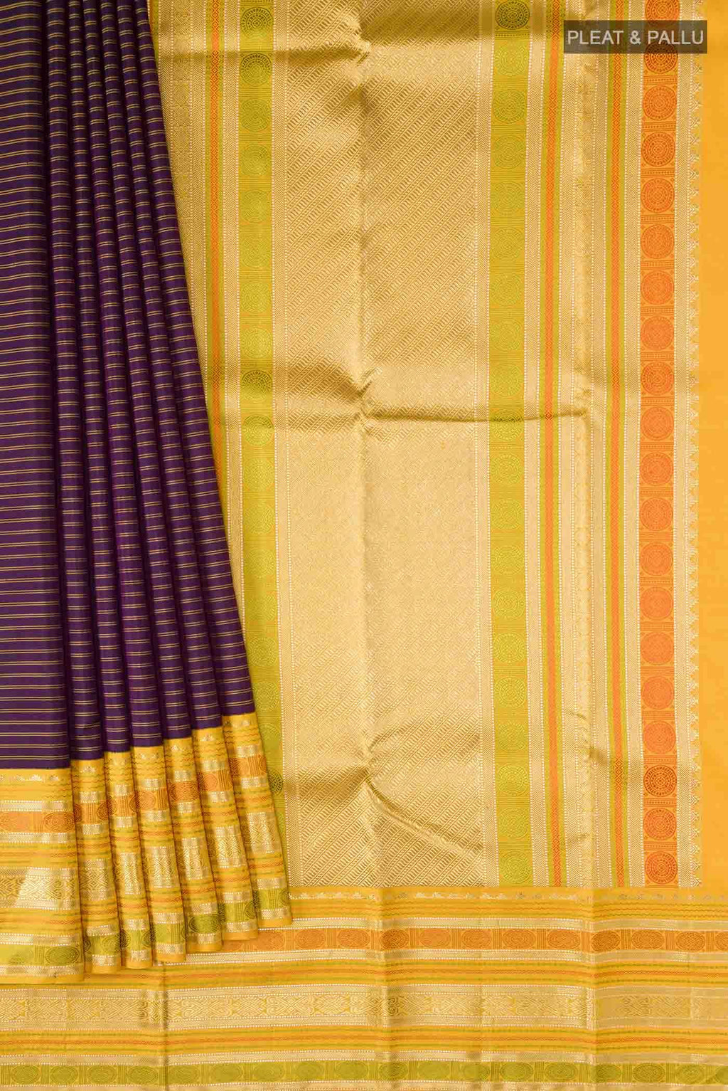Pure Silk Pure Zari Navy Blue Kanchipuram Saree