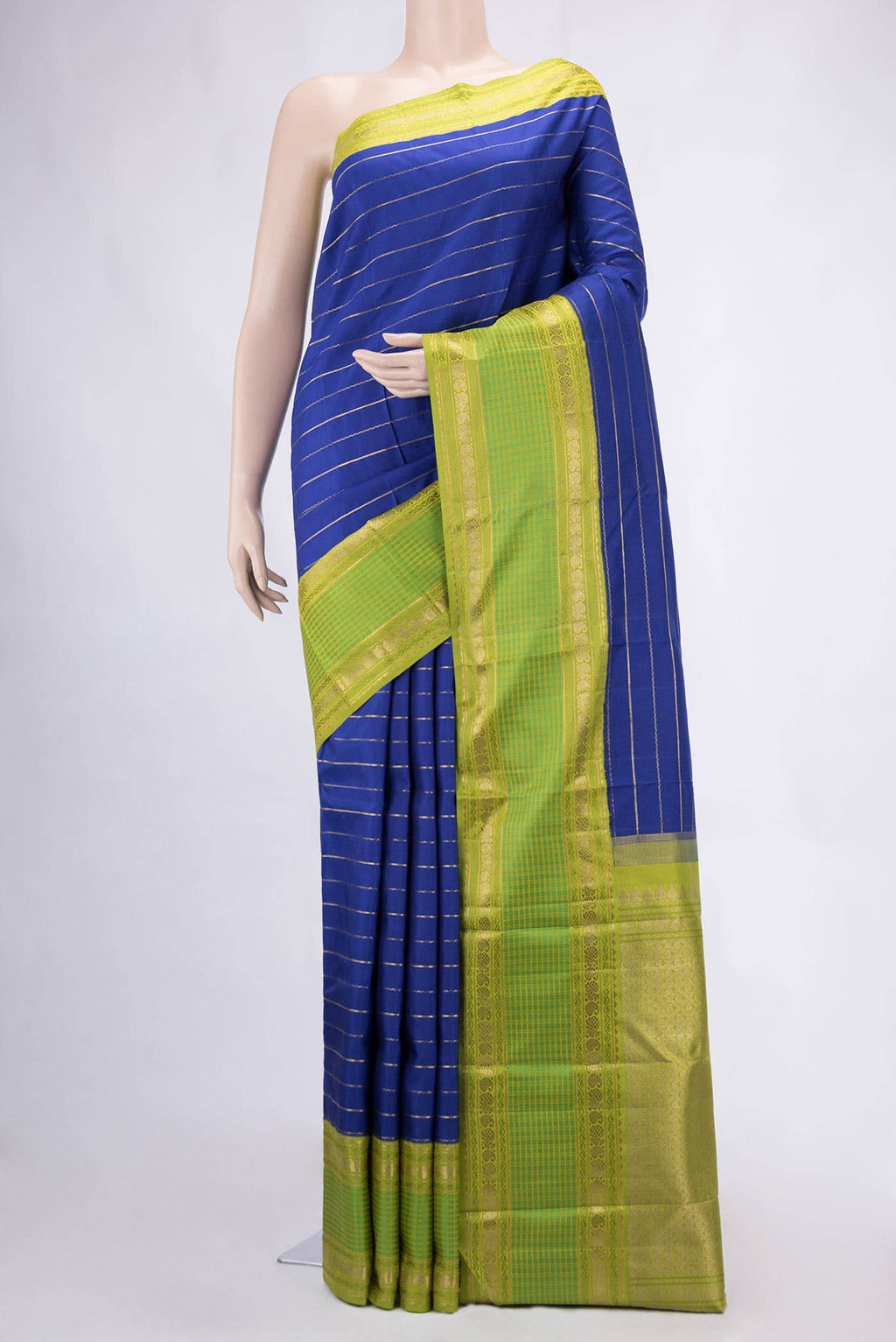 Pure Silk Pure Zari Royal Blue Kanchipuram Saree