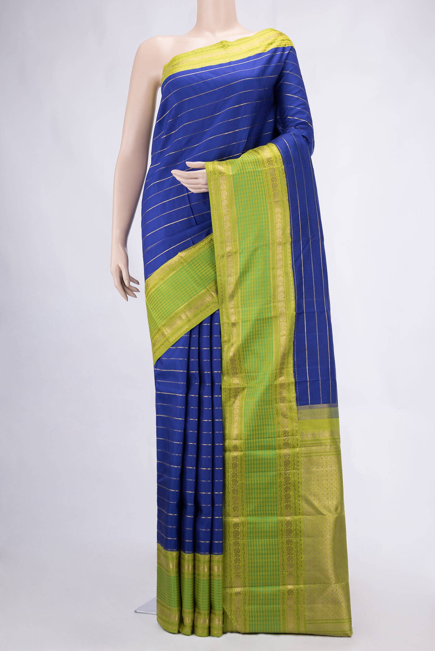 Pure Silk Pure Zari Royal Blue Kanchipuram Saree