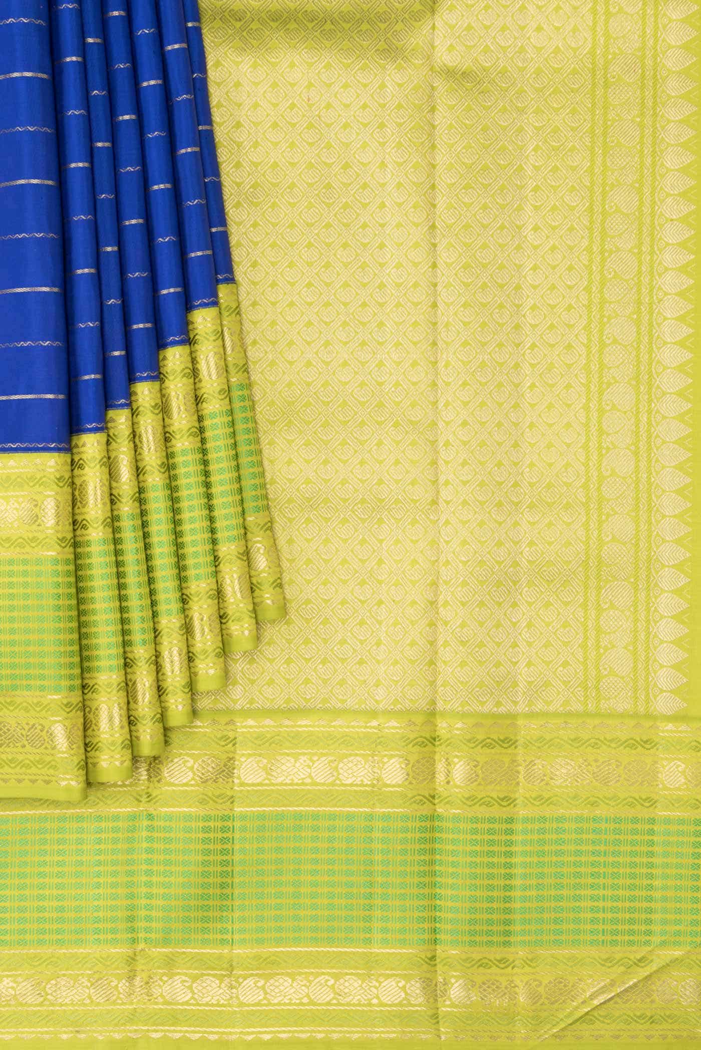 Pure Silk Pure Zari Royal Blue Kanchipuram Saree