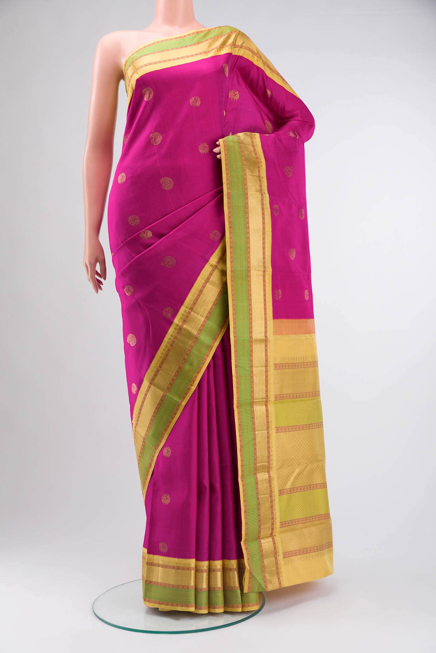 Pure Silk Pure Zari Pink Kanchipuram Saree