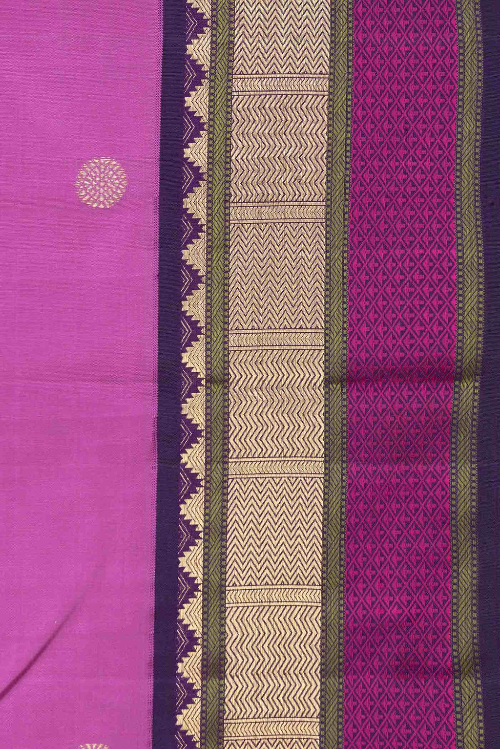 Pure Silk Pure Zari Pink Dual Tone Kanchipuram Saree