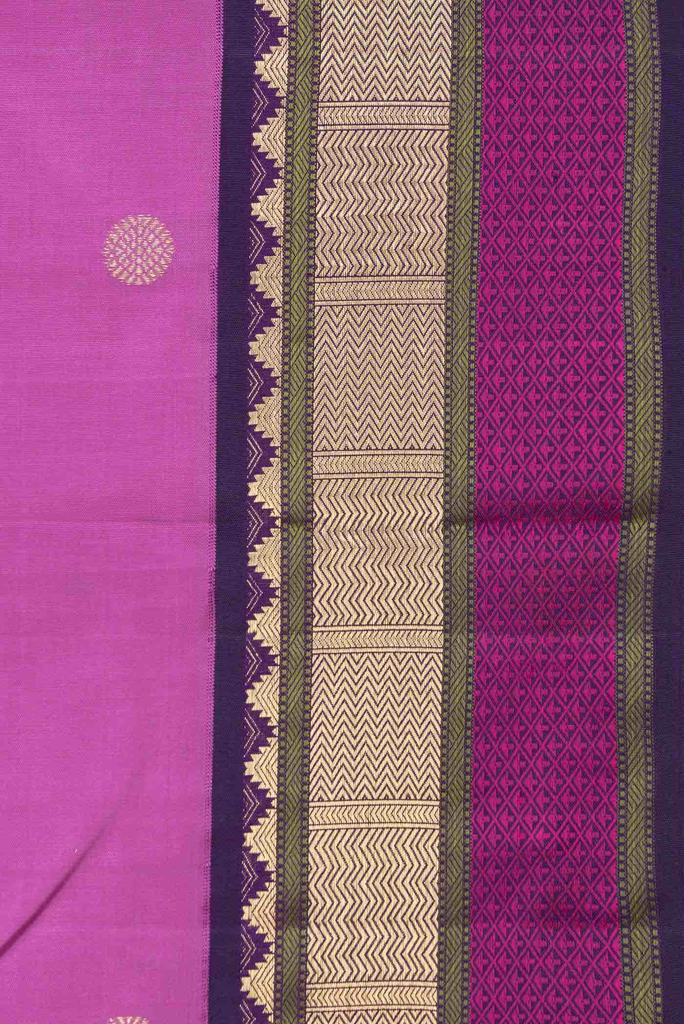 Pure Silk Pure Zari Pink Dual Tone Kanchipuram Saree