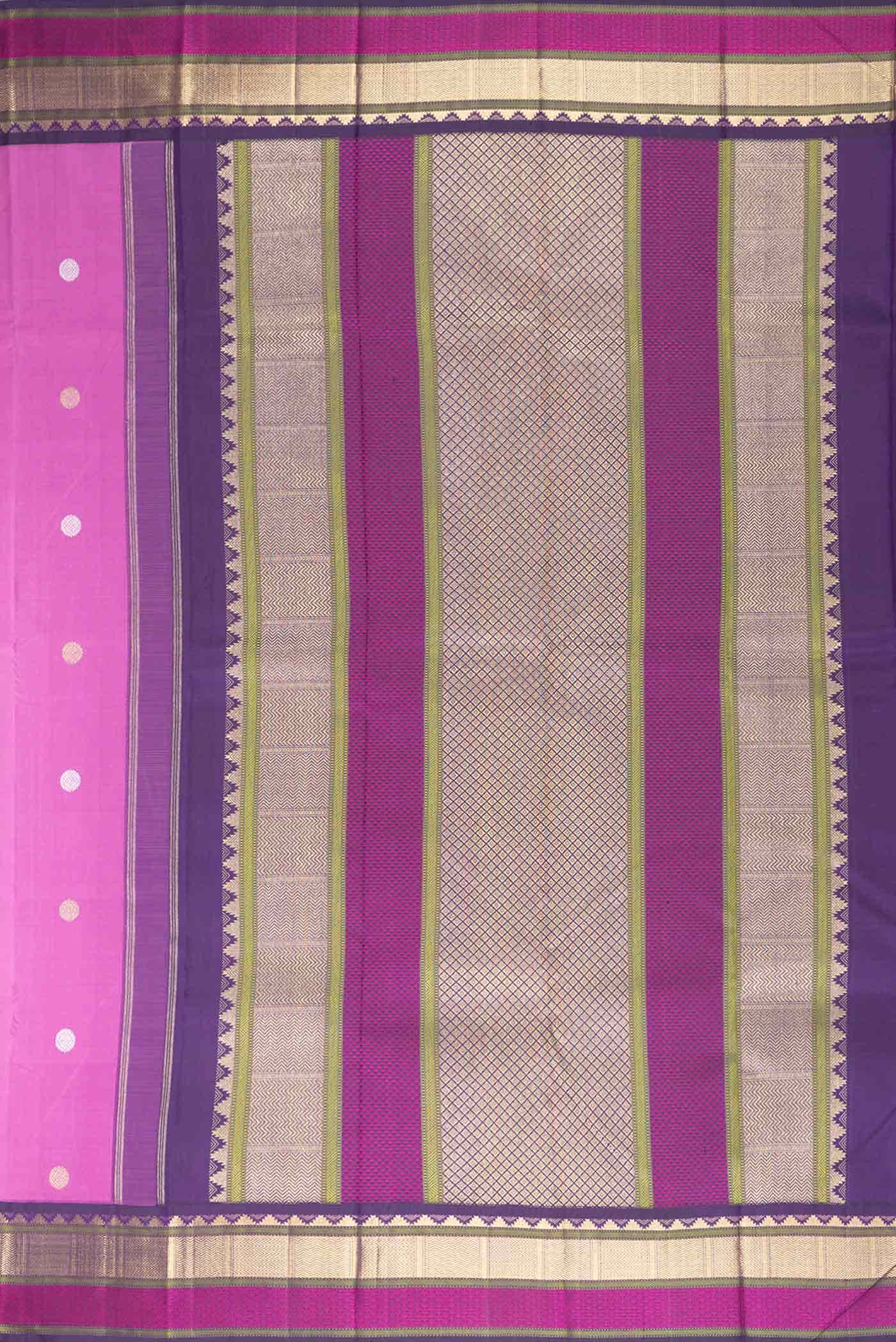 Pure Silk Pure Zari Pink Dual Tone Kanchipuram Saree