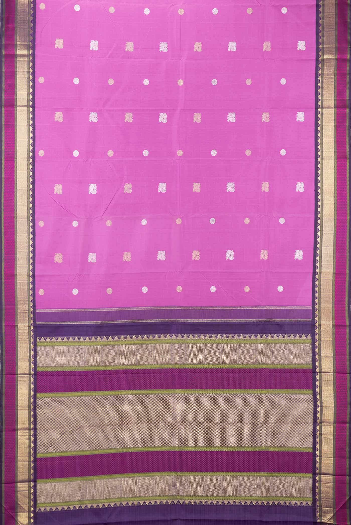 Pure Silk Pure Zari Pink Dual Tone Kanchipuram Saree